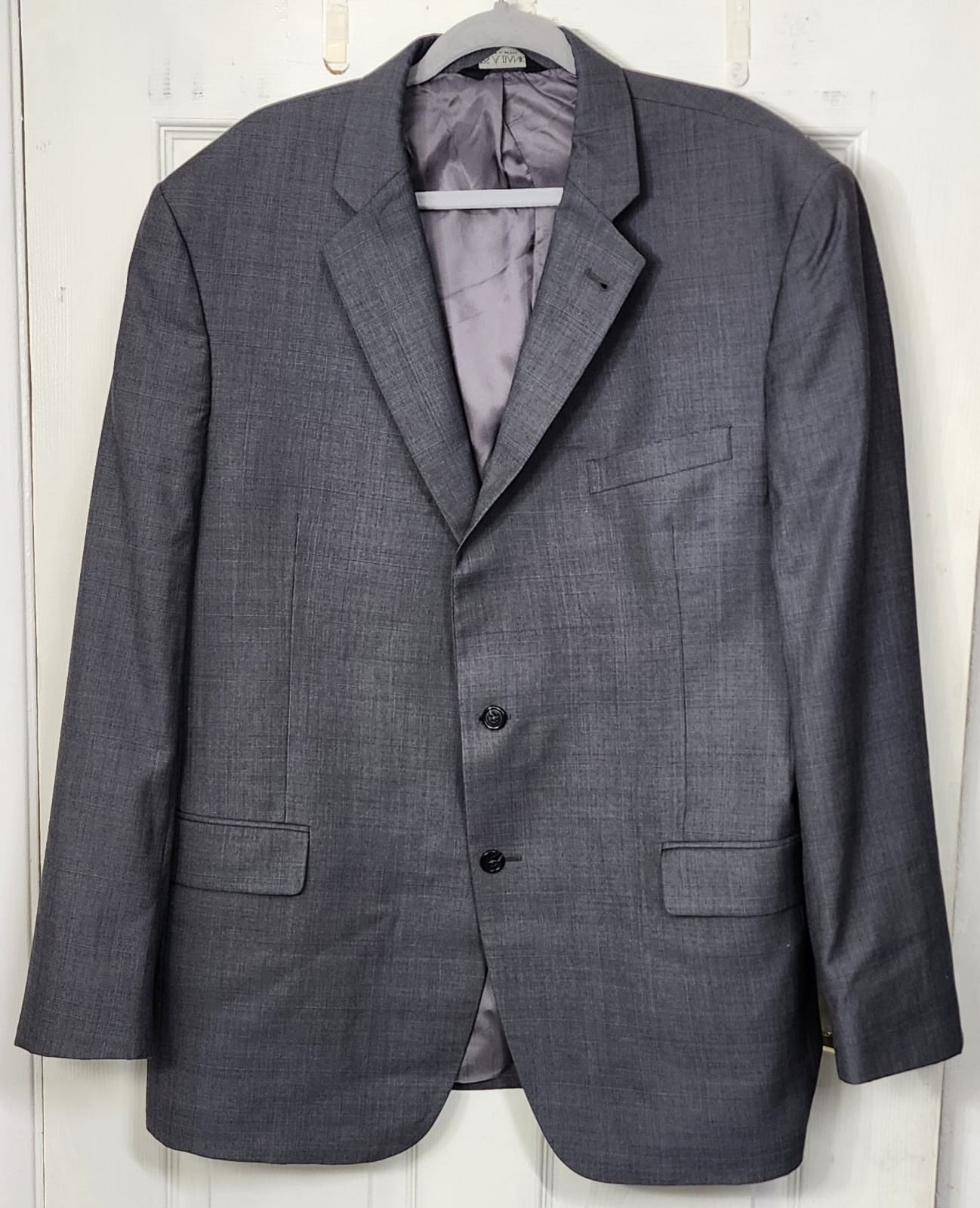 Jos. A. Bank Men’s Gray Plaid Wool Silk Blazer Size 46L Made in Mexico Suit Coat