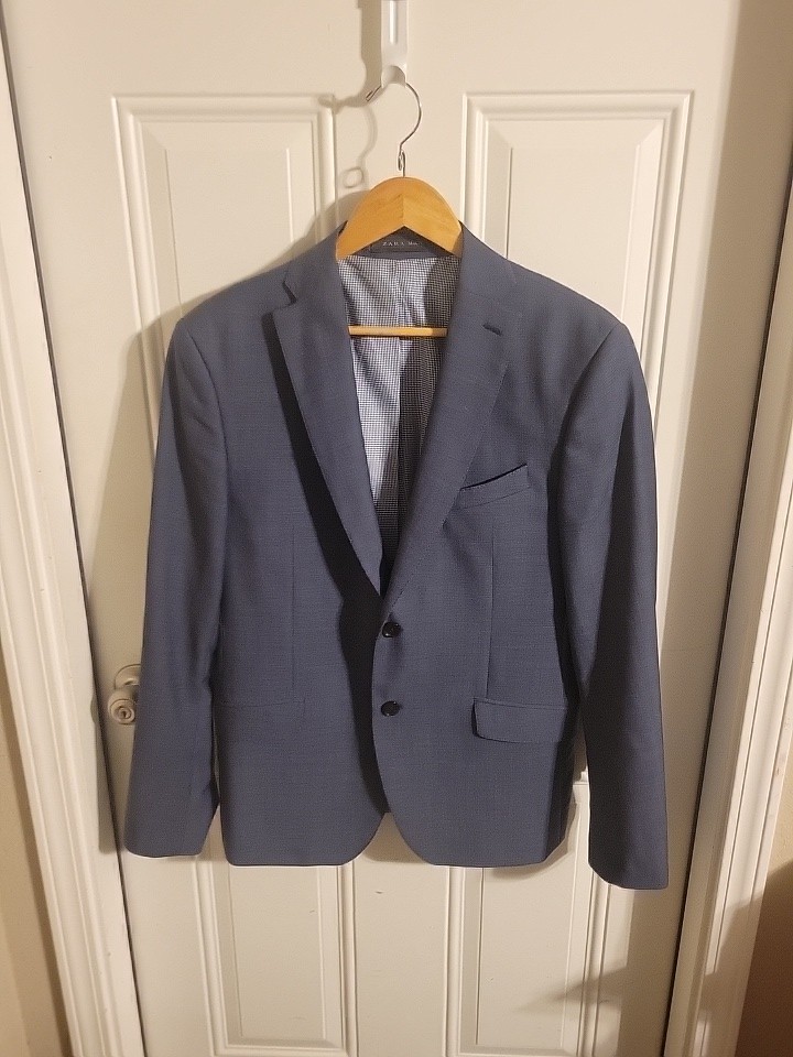 Zara Man Navy Blue Blazer Sport Coat Suit Jacket Blazer Size 42US