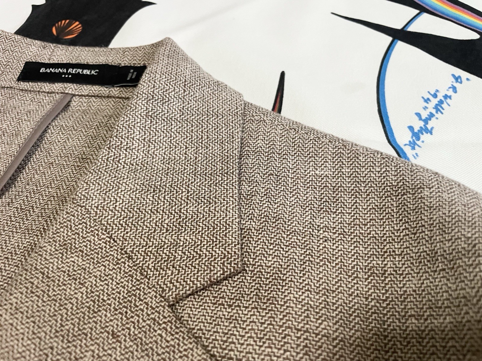 2 pc Suit Banana Republic Jacket Blazer 40S Pants 32×26 Linen Blend Unlined