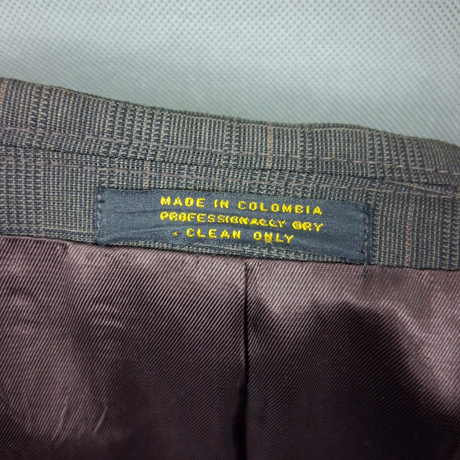 Vintage Ron Chereskin Double-Breasted Suit 42R Mens Brown Wool Check 35×31