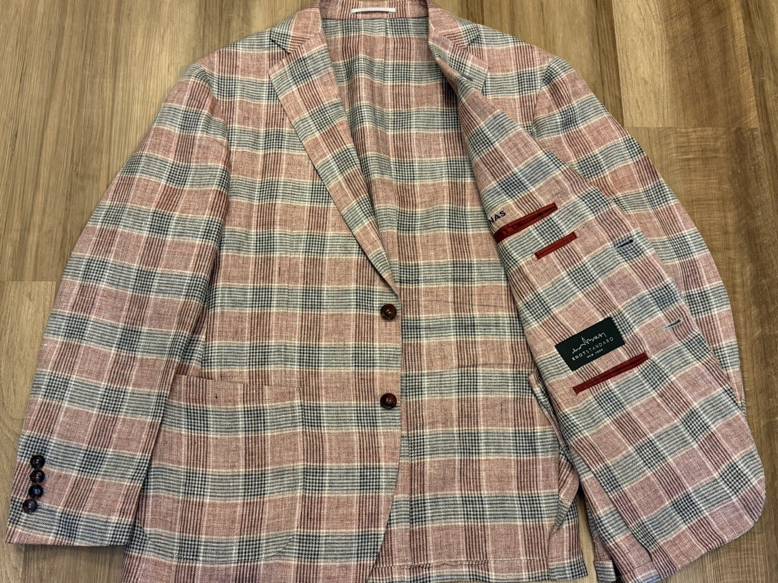 Knot Standard New York Bespoke MTM ~40 Linen Sport Coat Blazer Glen Plaid Solbia