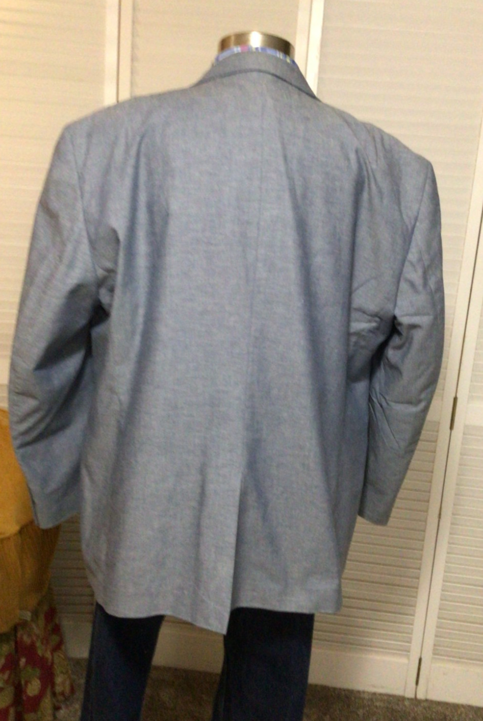 STAFFORD CLASSIC FIT MENS BLUE GRAY COTTON SPORT COAT JACKET BLAZER 52R