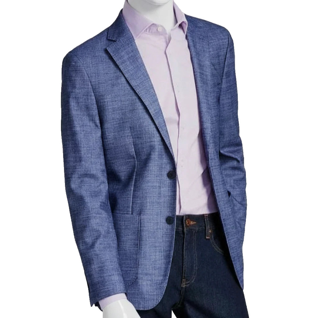 Calvin Klein Men’s Solid Slim-Fit Soft Sport Coat Blue Size 40 SHORT