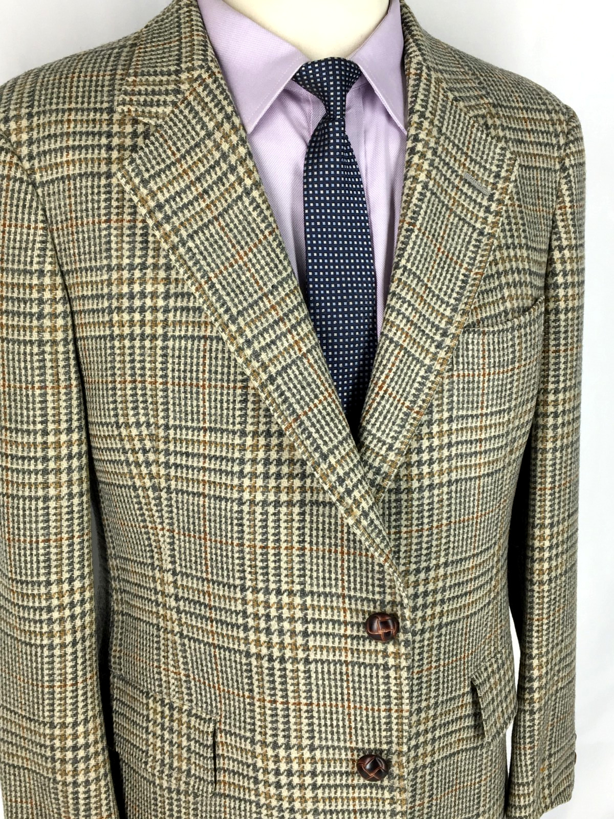 46S Hart Schaffner Marx USA Mens Vintage Wool Tweed 2 Bttn Blazer Sport Coat