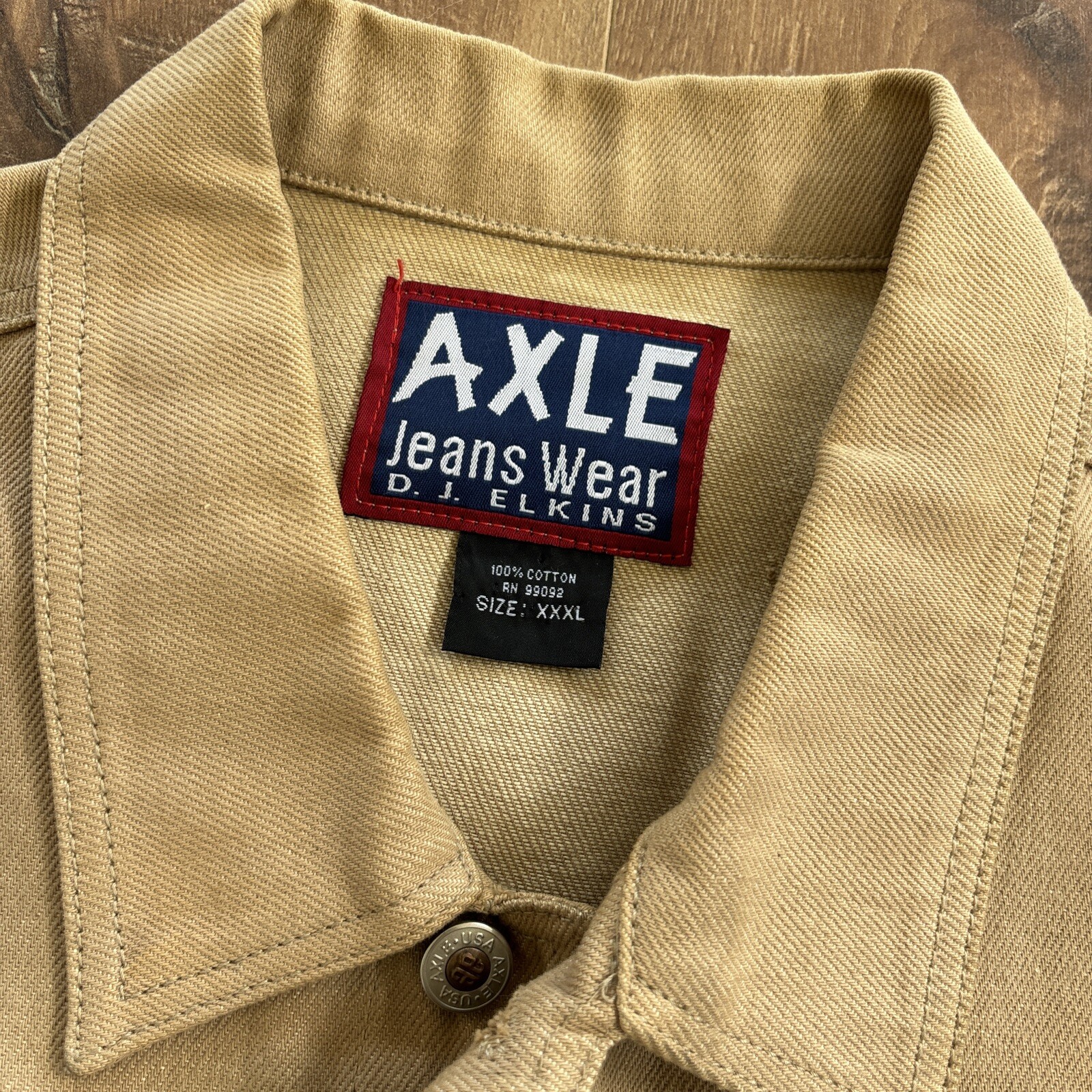 VTG AXLE Jeans Wear D.J. Elkins Brown Denim 2-Piece Jean Jacket Pants Set Mens