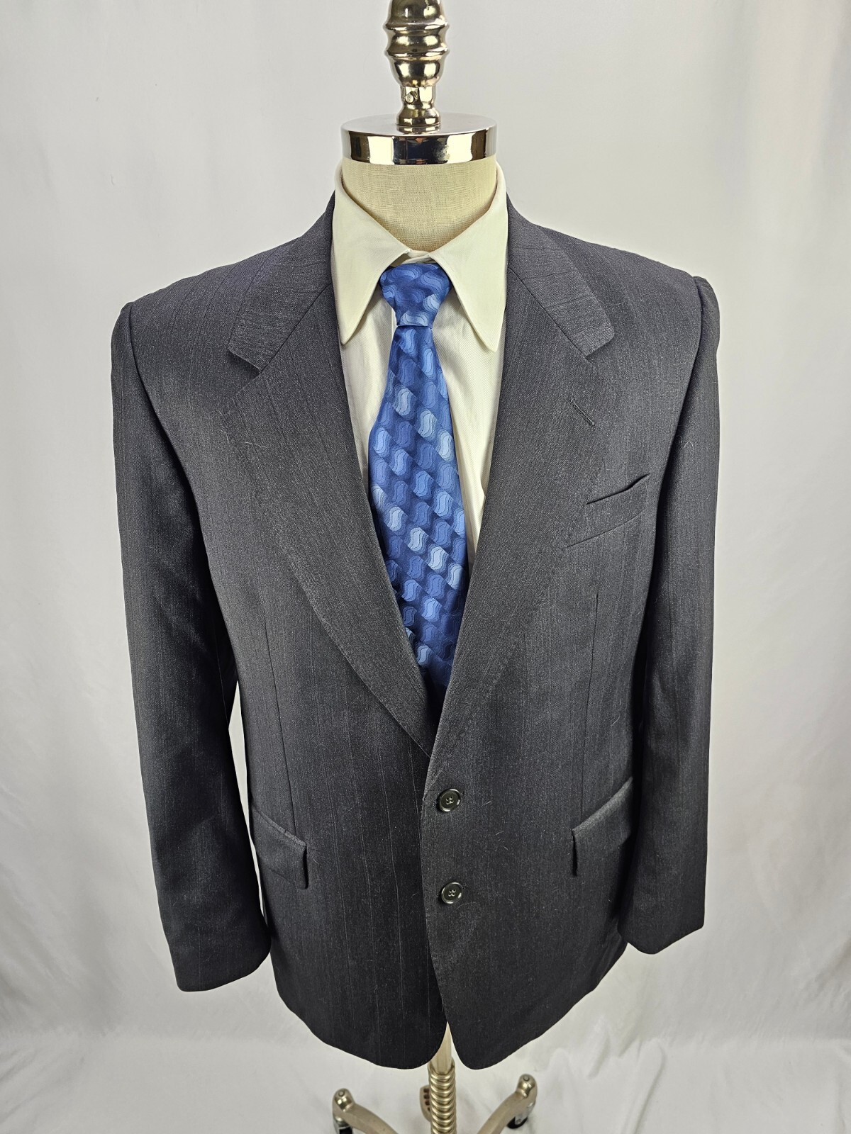 Emilio Yuste Men’s Gray Stripe Wool Blazer Jacket 40R