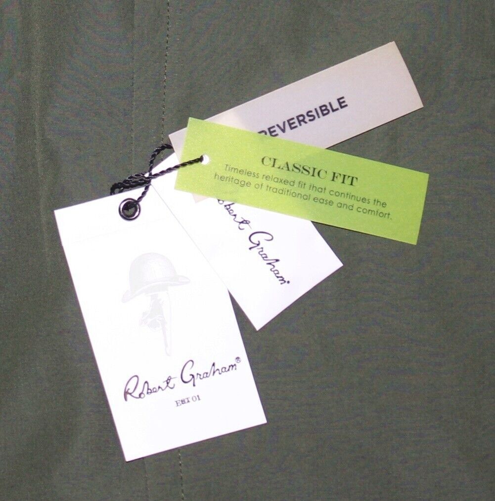 New $498 Robert Graham REVERSIBLE Blazer Sz 44 Reg 44R Debris Green Gray Classic