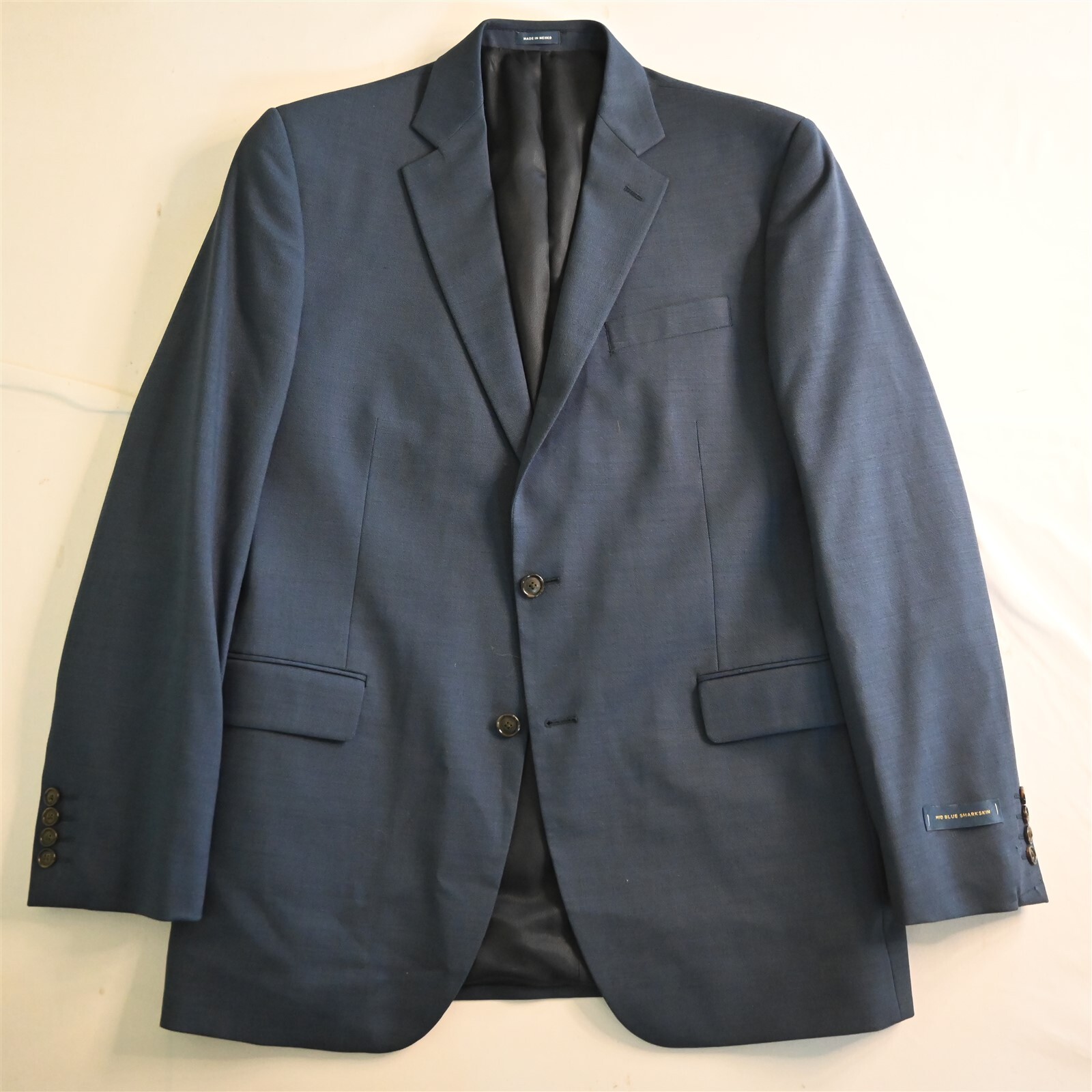 Stafford 44L Blue Sharkskin Travel Suit Seperates Mens Sport Coat Blazer