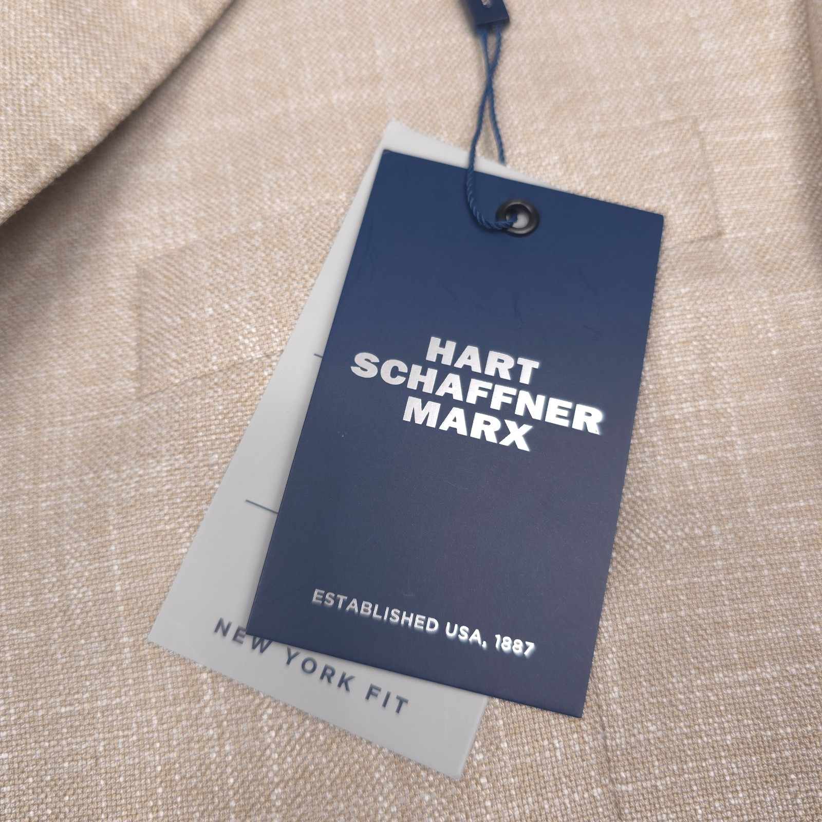 Hart Schaffner Marx Textured Sport Coat Mens 46R NY Fit Beige HSM Blazer Jacket