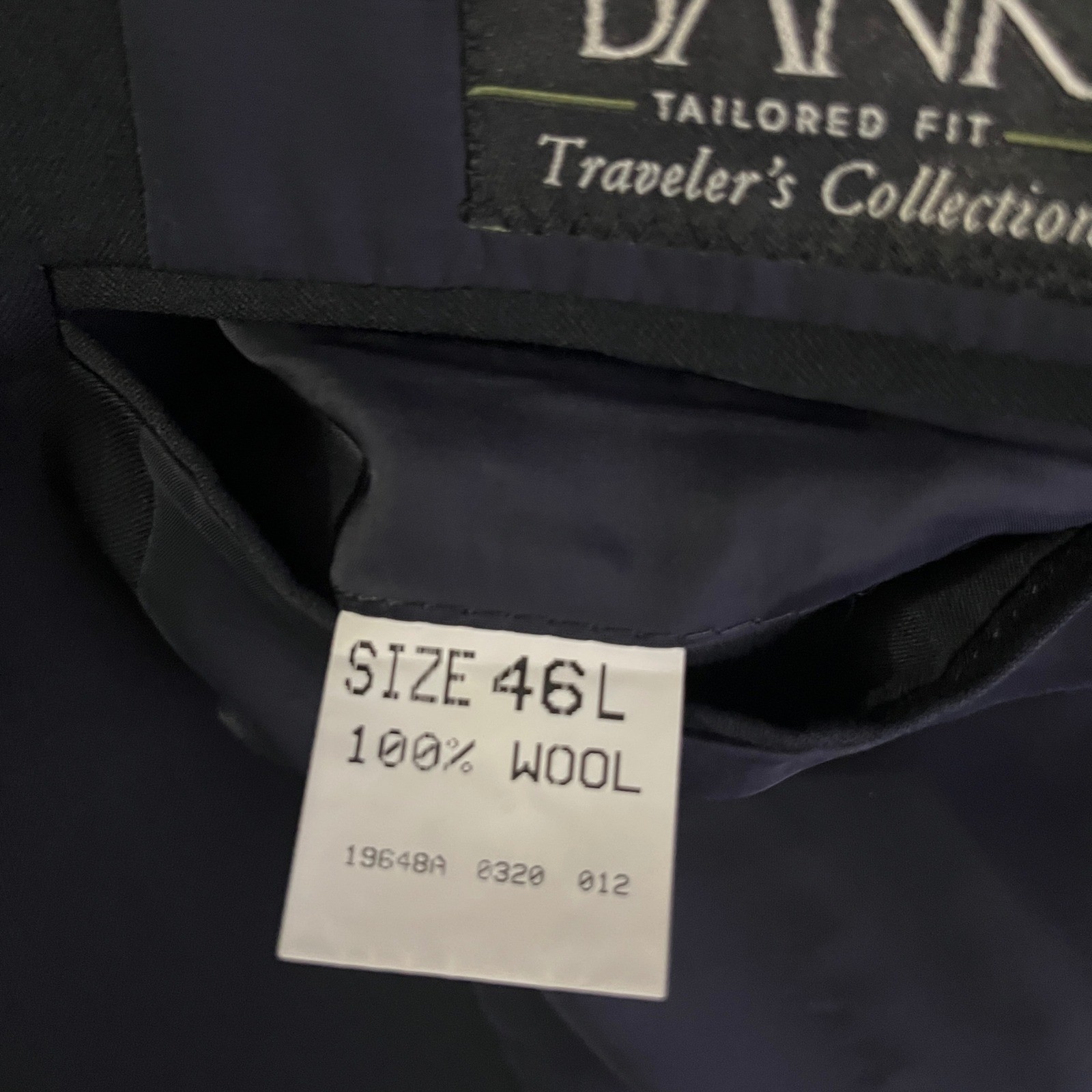 Jos. A. Bank Suit Mens 46L 39W Navy Blue Solid Traveler’s Collection Wool