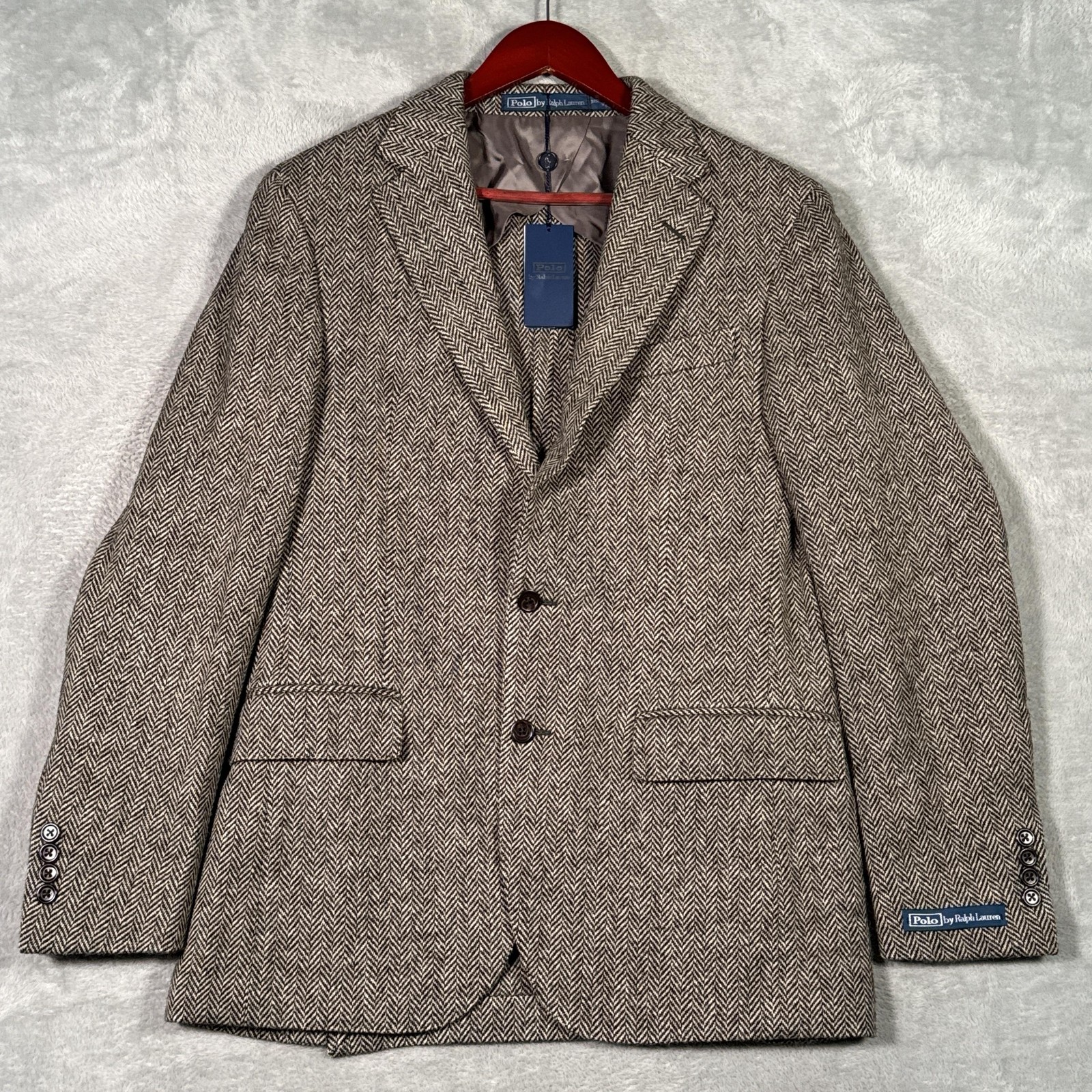 Polo Ralph Lauren Blazer Mens 38R Black Herringbone Wool Soft Sport Coat