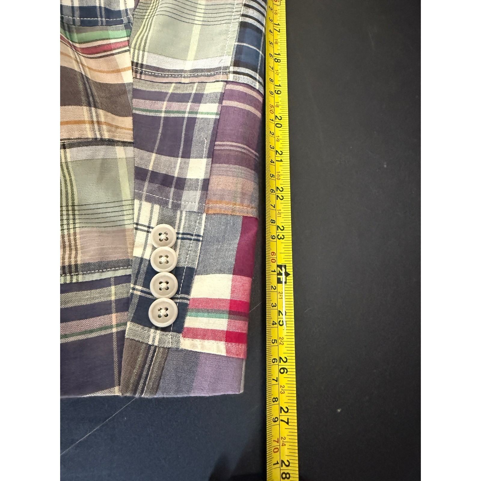 Mens Patchwork Madras Plaid Blazer Jacket Prep East Coastal Nautical 42 Academia