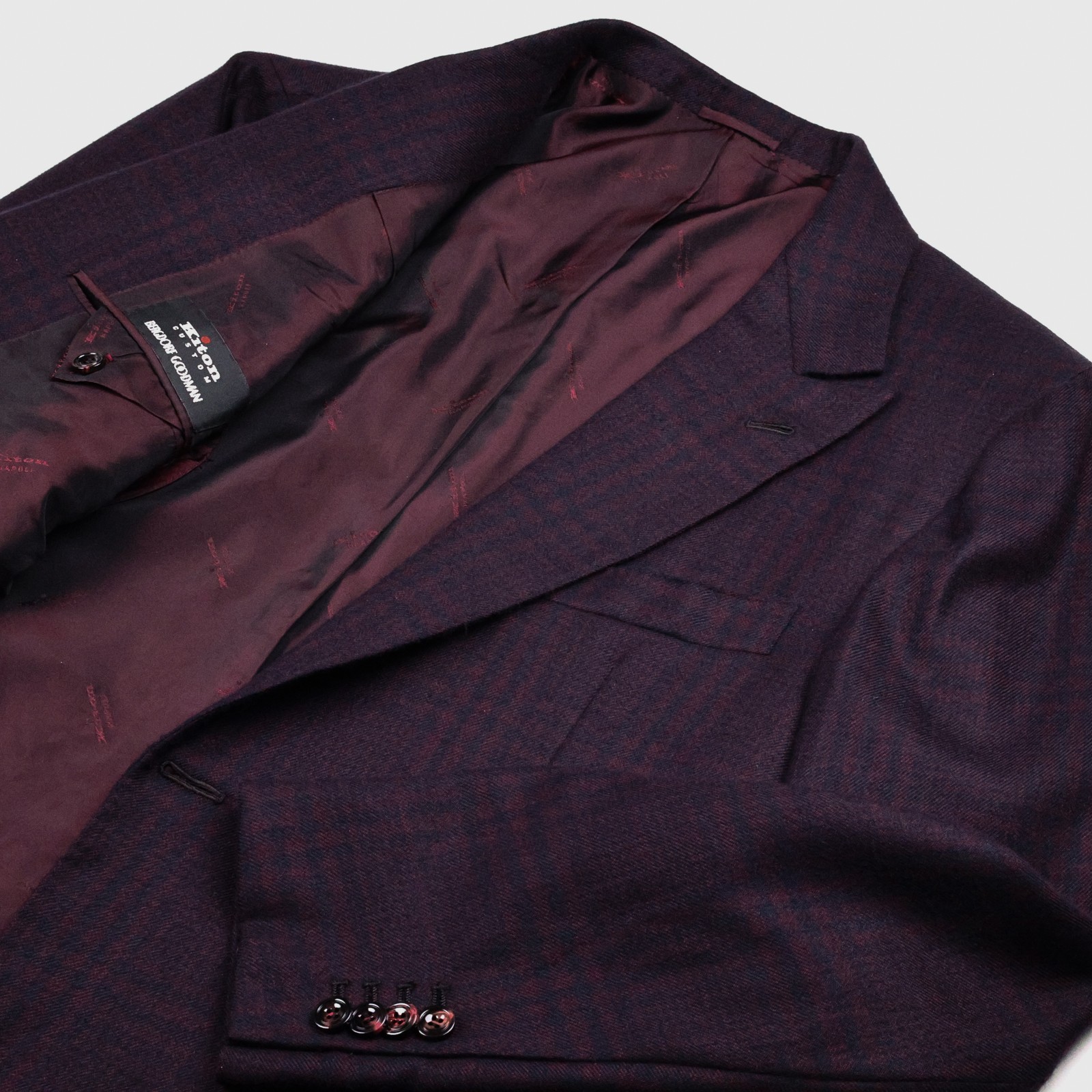 CURRENT $10,895 Kiton Wine & Black Peak Lapel Cashmere Men’s Dinner Jacket US46R