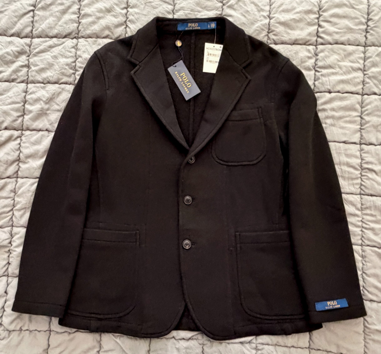 Polo Ralph Lauren black double knit soft jersey blazer sport coat jacket L NEW