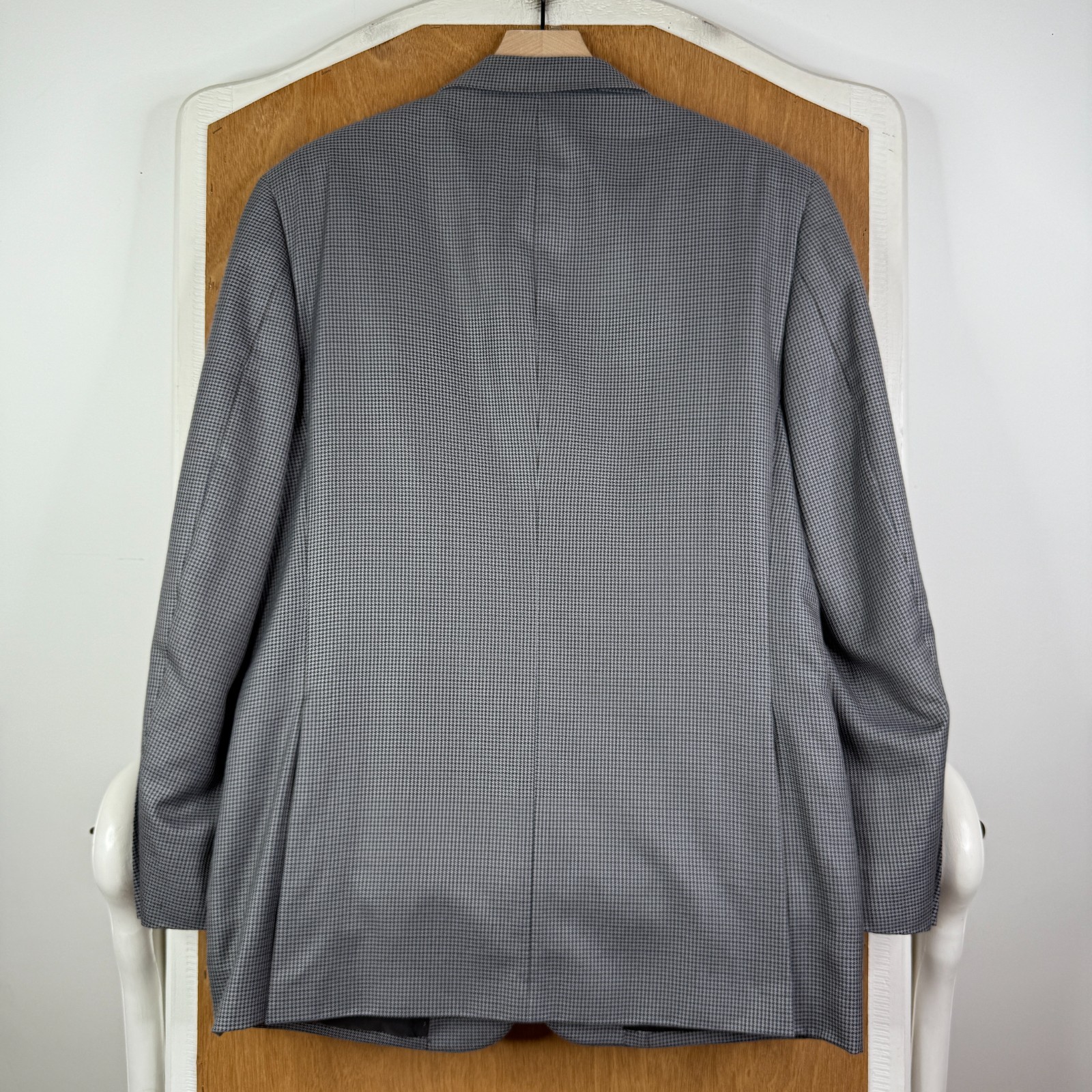 Tasso Elba Blazer Mens 40R Gray Houndstooth 3 Button Lanificio Campore Wool Silk