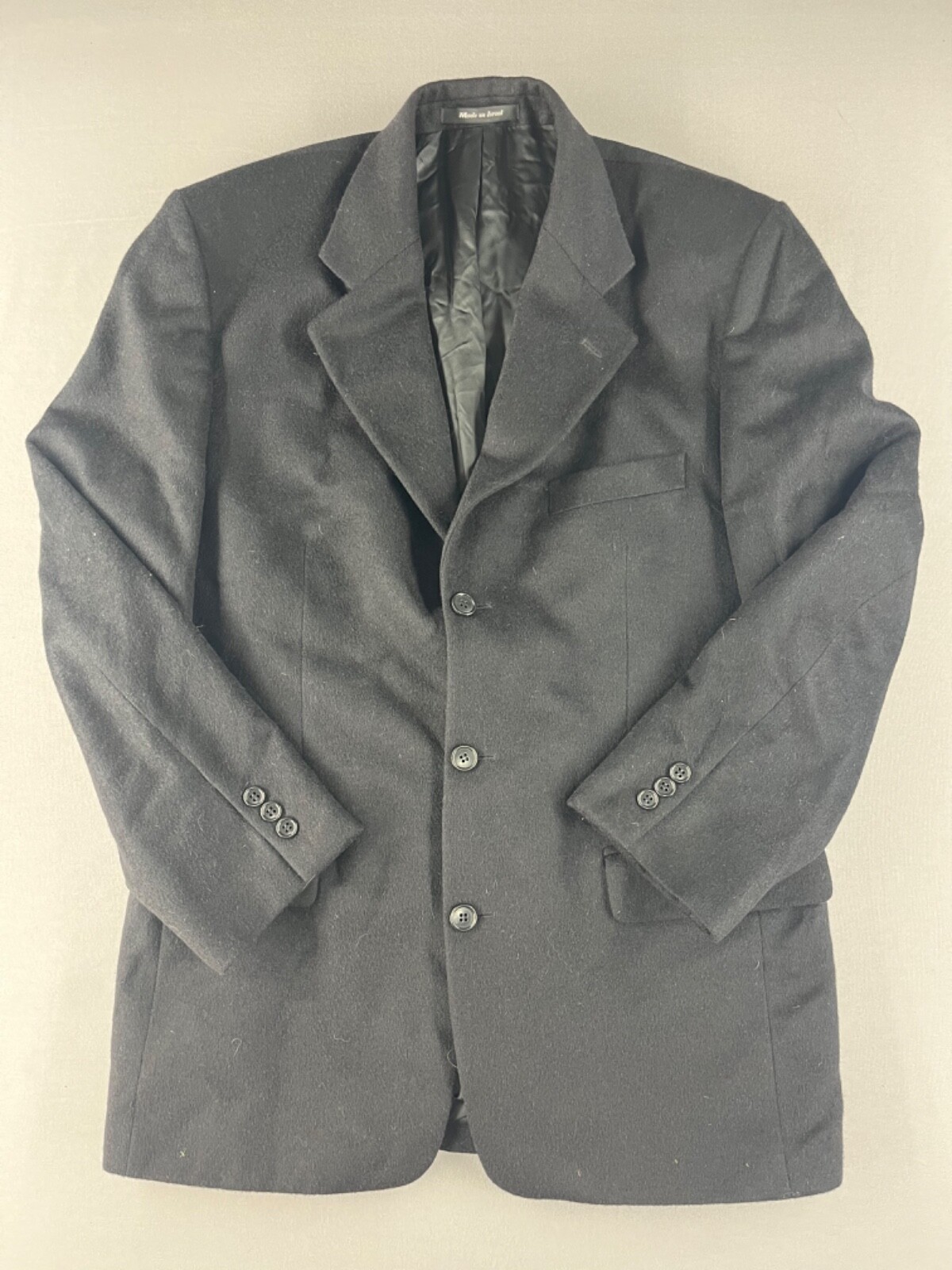 Mens Blazer Sport Coat Jacket Bagir Camel Hair Rayon Lining Black 3 Button READ