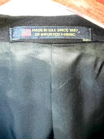 Hart Schaffner Marx Mens 2 Piece Suit 41L Navy Blue Wool Blend Pleated Pants USA