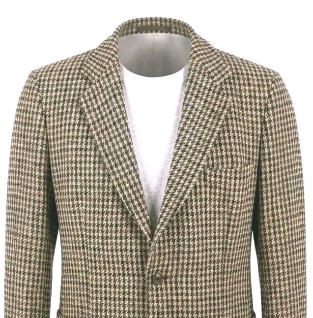 Harris Tweed Blazer Mens 40 Brown Houndstooth Handwoven Scottish Wool Sport Coat