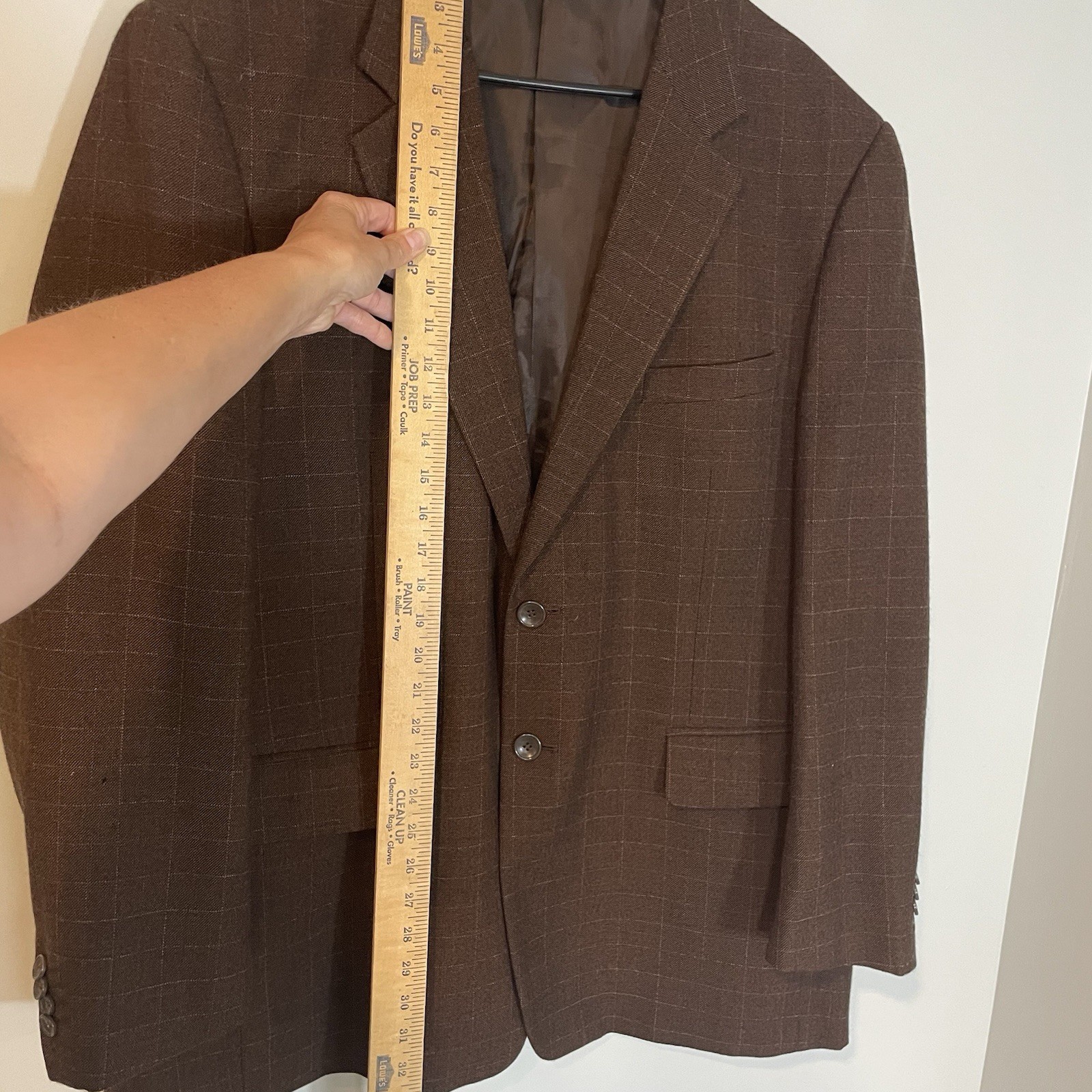 Loriano Collection Mens Blazer 48R Brown Plaid Super 100s Merino Wool Sportcoat