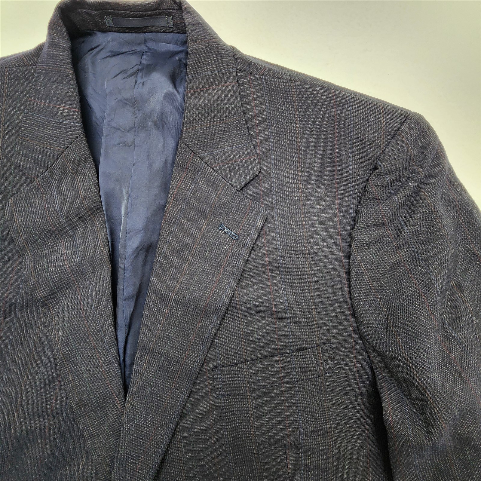 Vtg Club Room 46R 40×30 Gray Nailhead Pinstripe 100% Wool Old Money Mens Suit