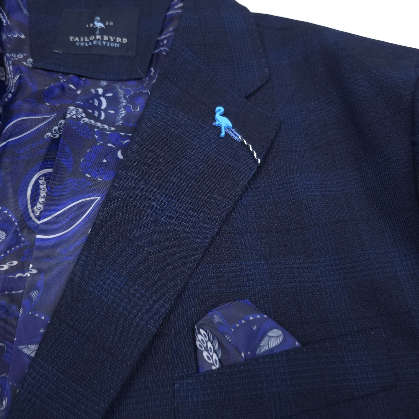 Tailorbyrd Signature Sport Coat Mens Size 46R Navy Blue Glen Plaid Blazer Jacket