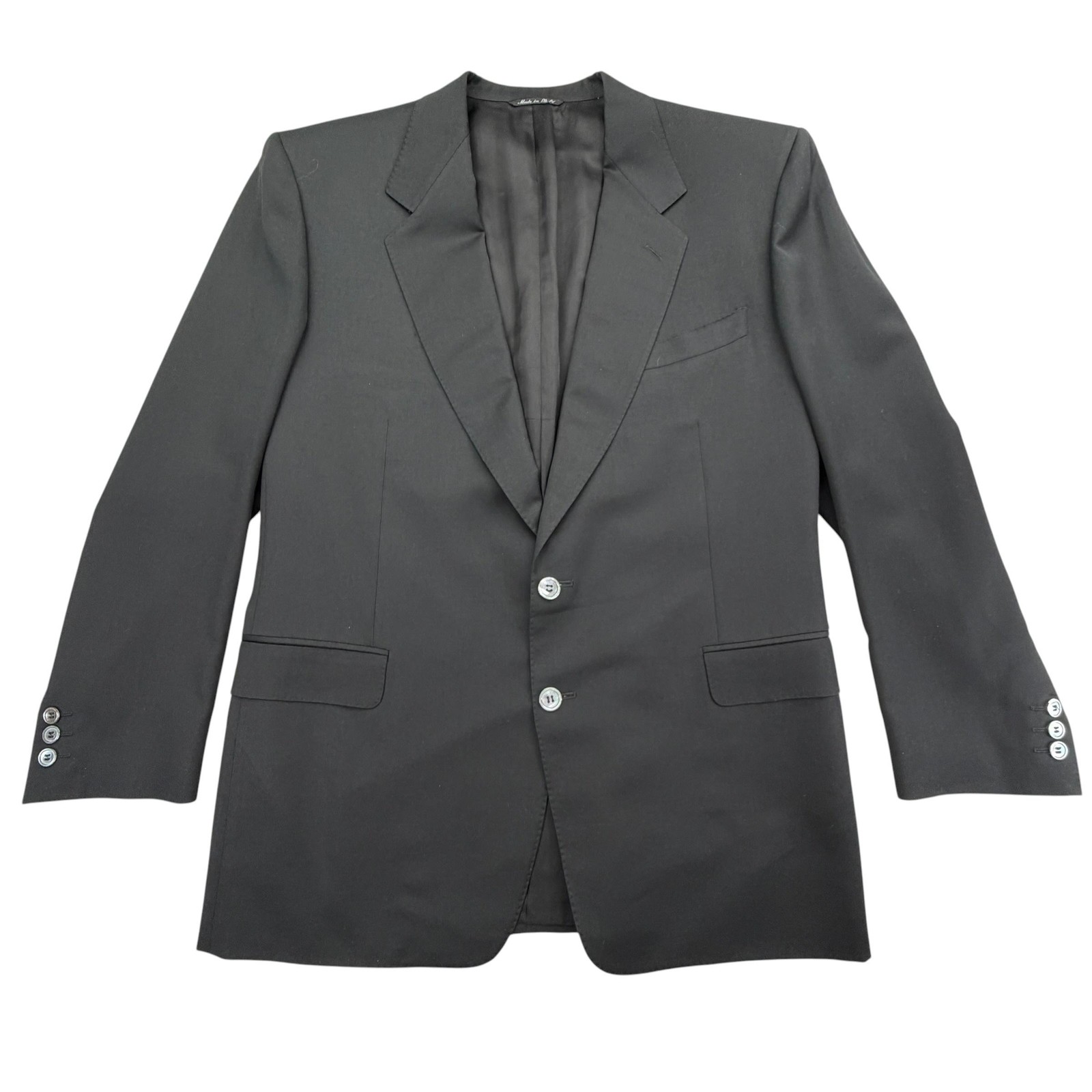 Canali Suit Jacket Mens IT 56 Black Slim Fit Single-Breasted 2 Button Wool US 46