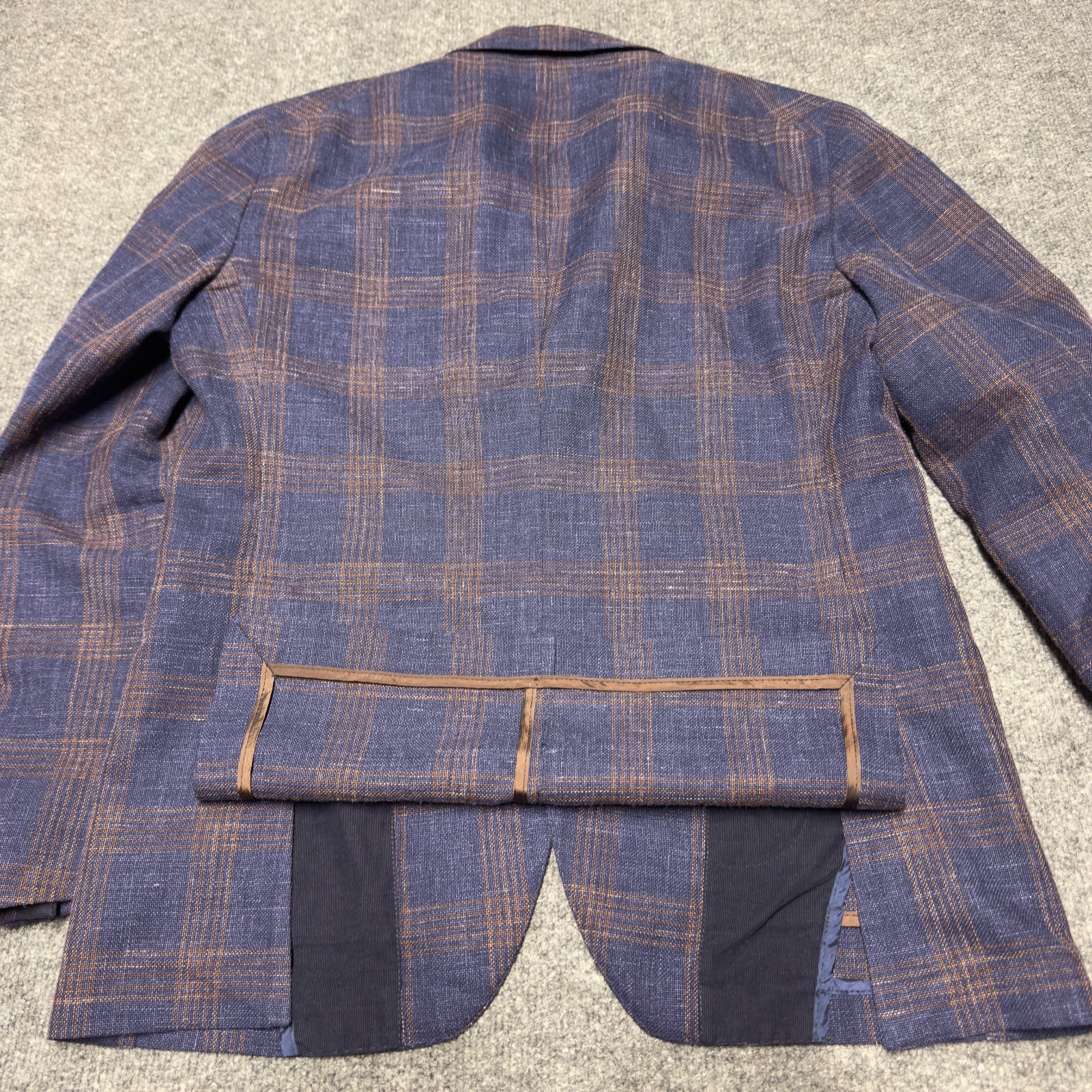 Tagliatore Wool Linen Glen Plaid Italy Men 52R US 42R Vitale Barberis Canonico