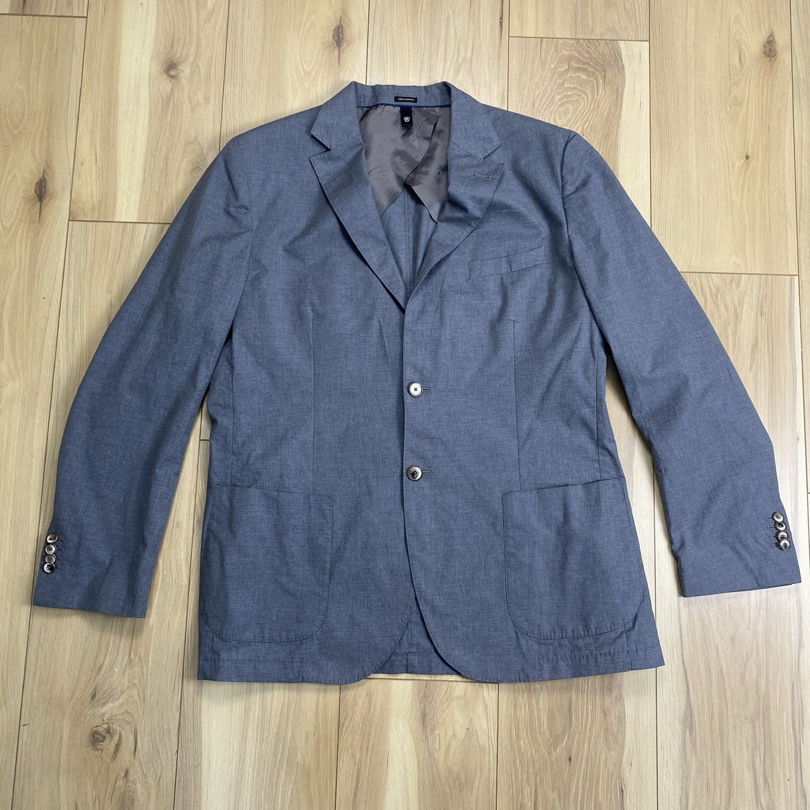 Massimo Dutti Blazer Men’s 46 Finest Italian Fabric Cotton Polyester Gray
