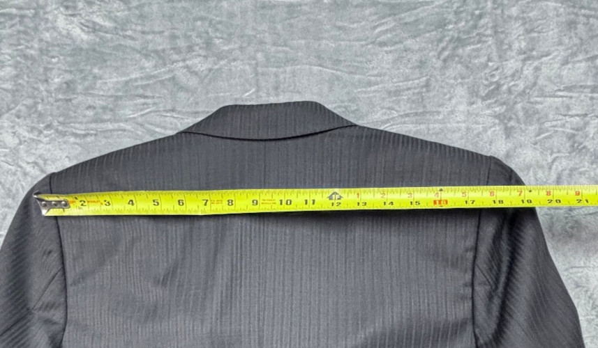 Custom Bespoke Suit Men’s US 44 EU 54 Gray Blue Shadow Stripe Wool Charms Tailor