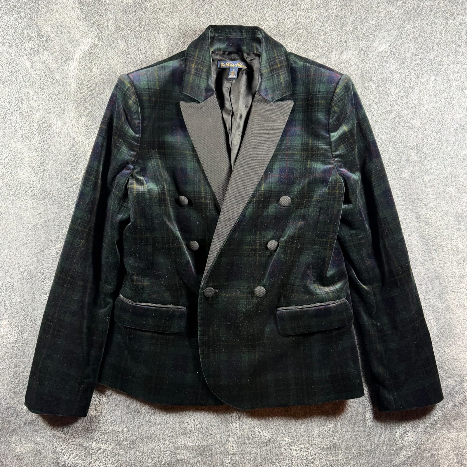 Brooks Brothers Blazer Womens 10 Tartan Plaid Double Breasted Felt
