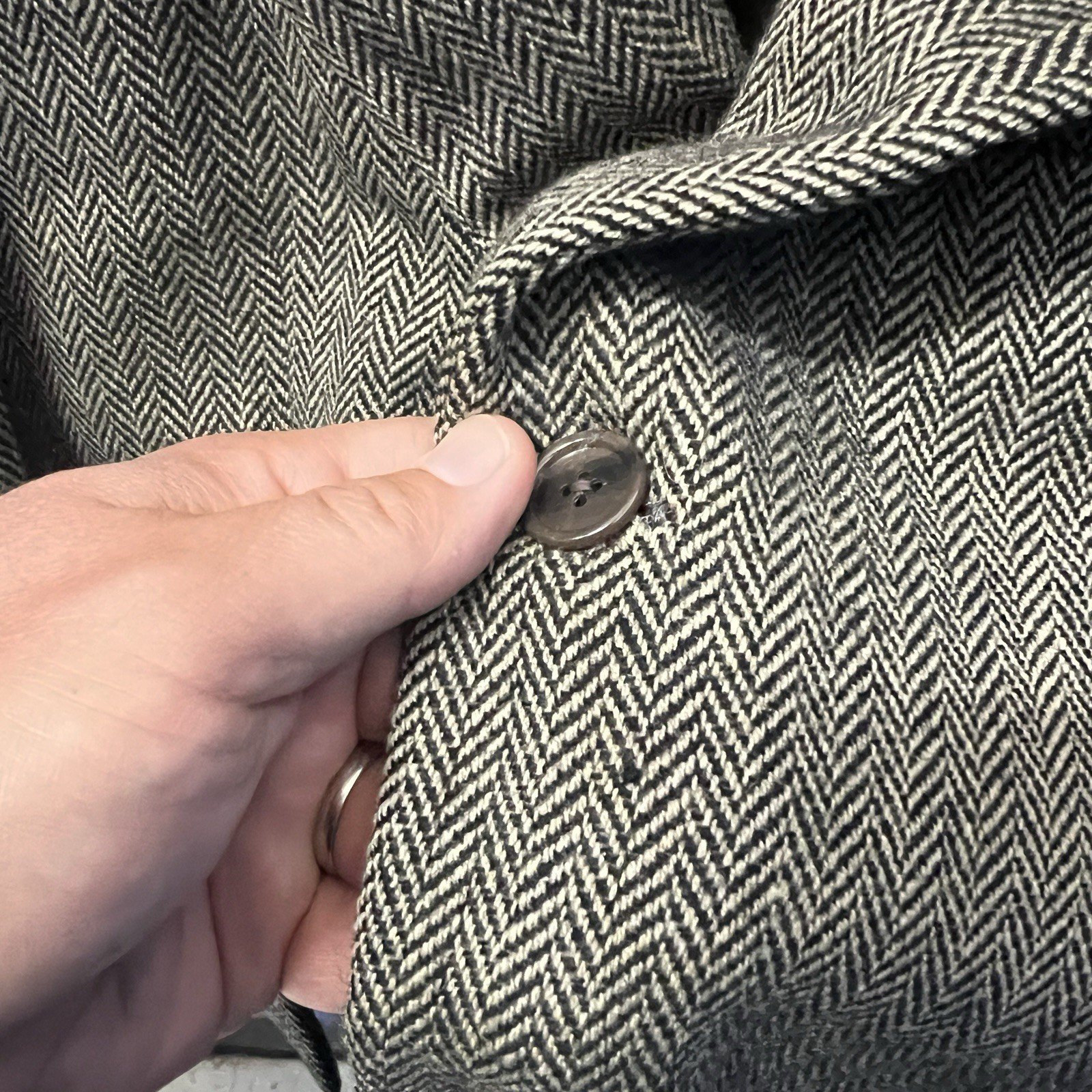 VTG Polo Ralph Lauren Wool Herringbone Blazer Sport Jacket 40 Short Made In USA