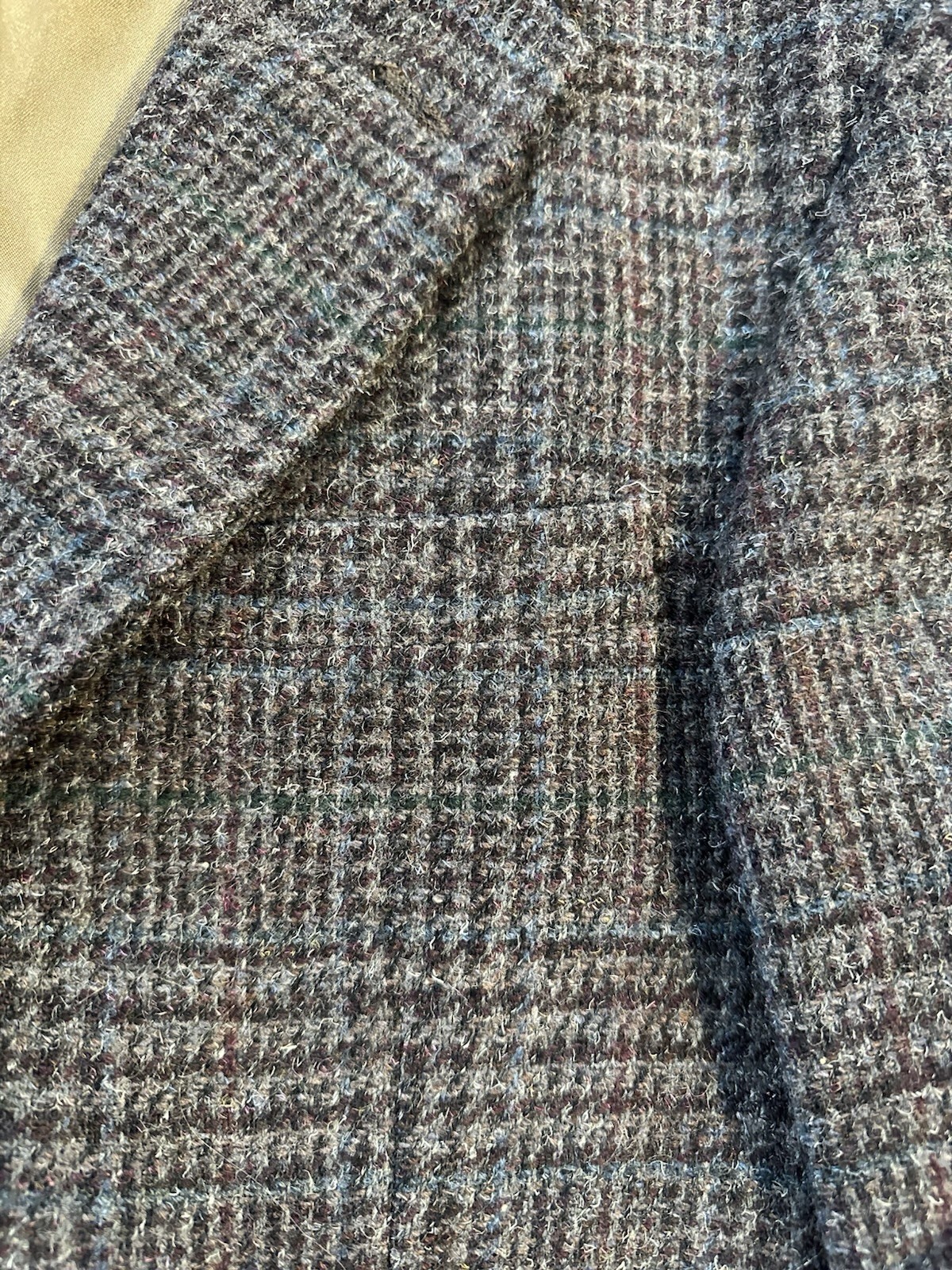 Vintage Hunting Horn Wool Tweed Sport Coat Mens Approx 40R USA Glen Plaid
