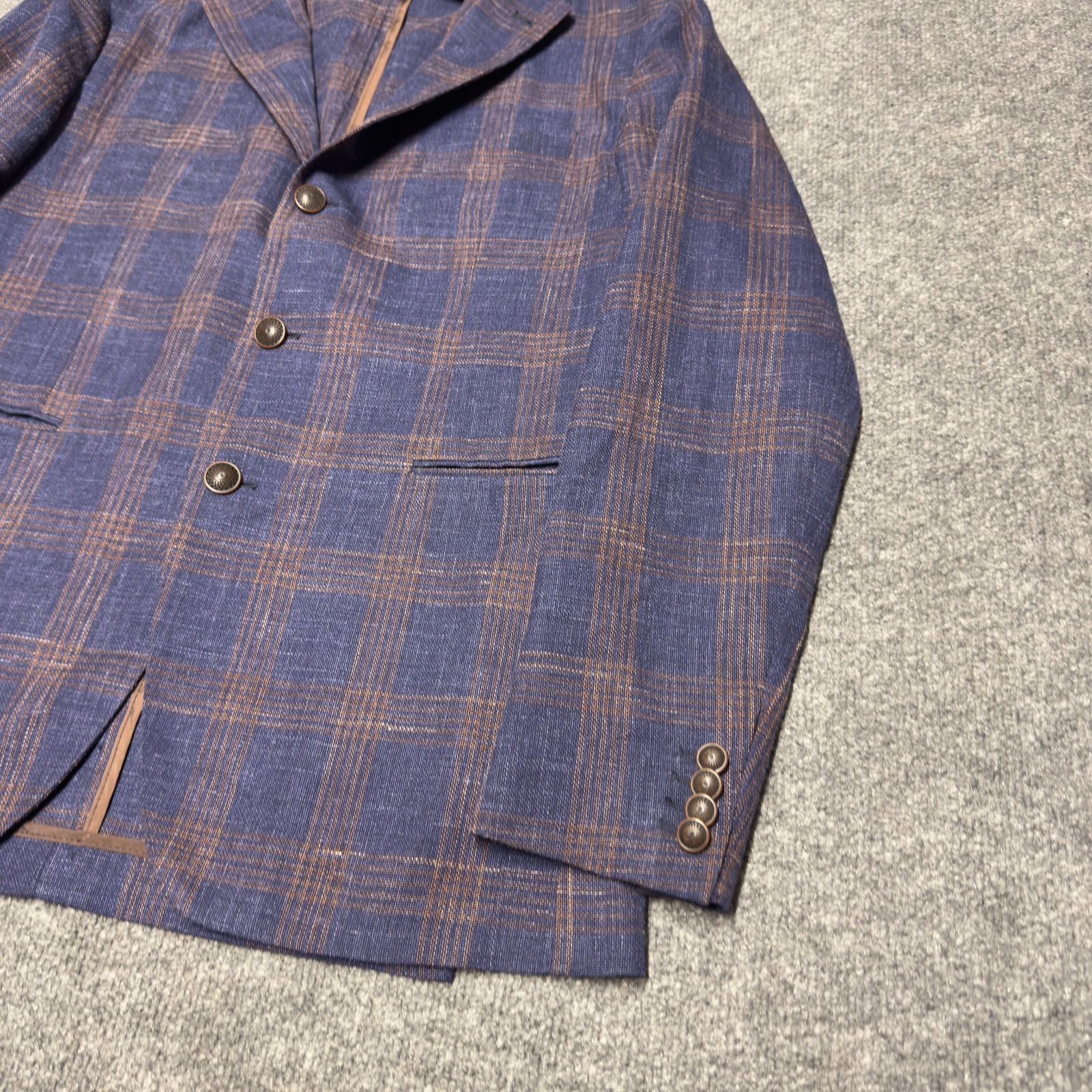 Tagliatore Wool Linen Glen Plaid Italy Men 52R US 42R Vitale Barberis Canonico