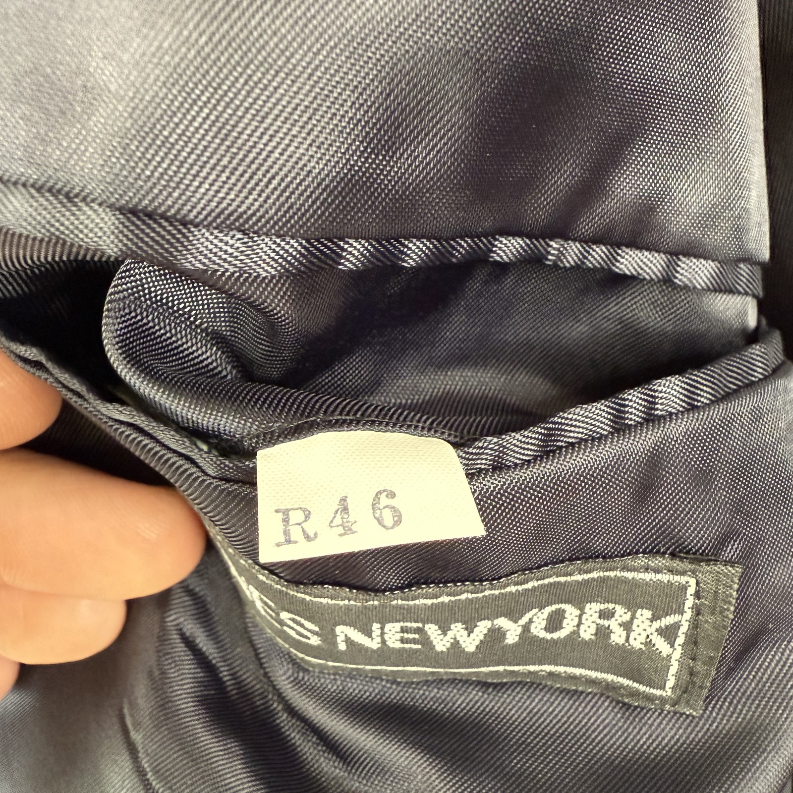 Jones New York Suit Mens 46R Navy Blue 3 Button Golden Twist Wool Pants 36×26