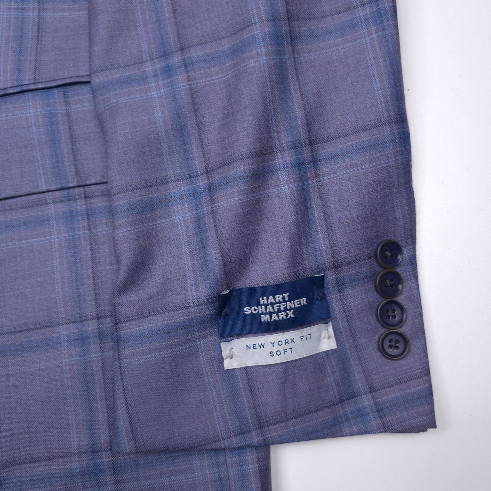 Hart Schaffner Marx Sport Coat Mens 48R Lavender Purple Plaid Blazer Jacket