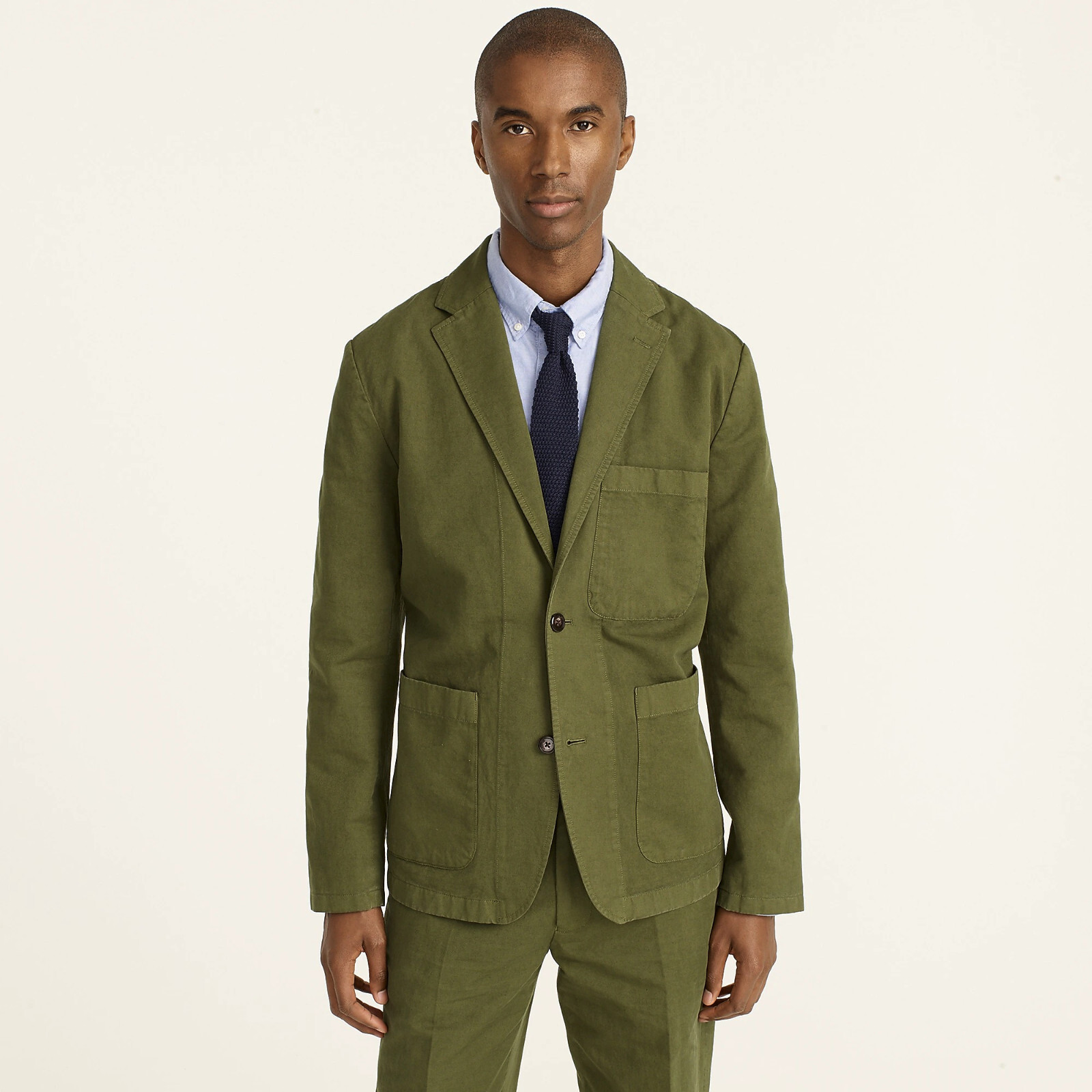 NWT J Crew Chore Blazer Cotton-Linen Chino Suit Jacket, Hillside Olive Green 38R