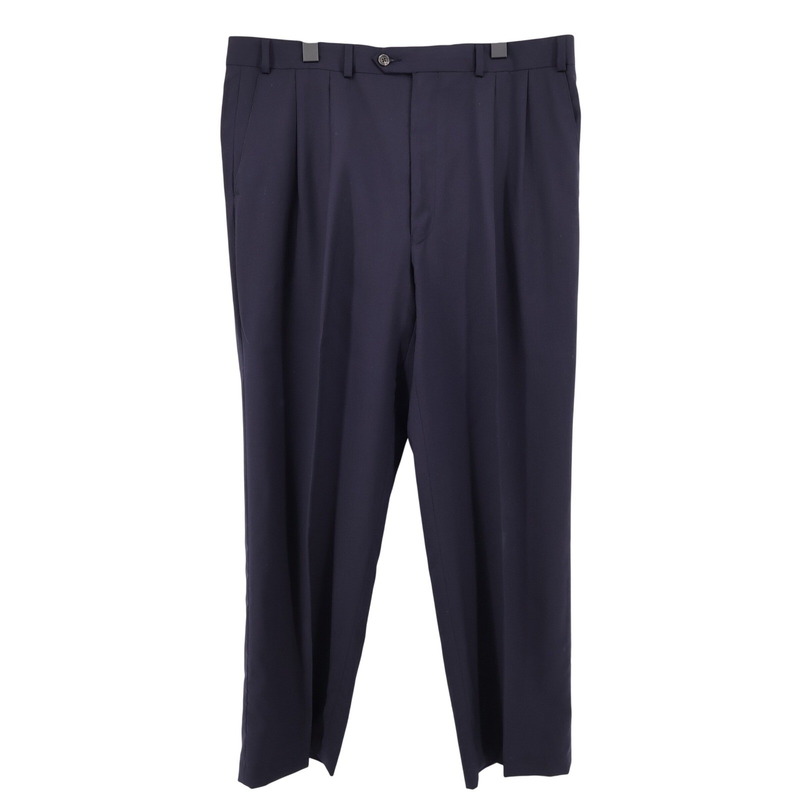 S&K Wool Cashmere Blend Pleated 2-Piece Suit Navy Blue Mens 42L 36×30