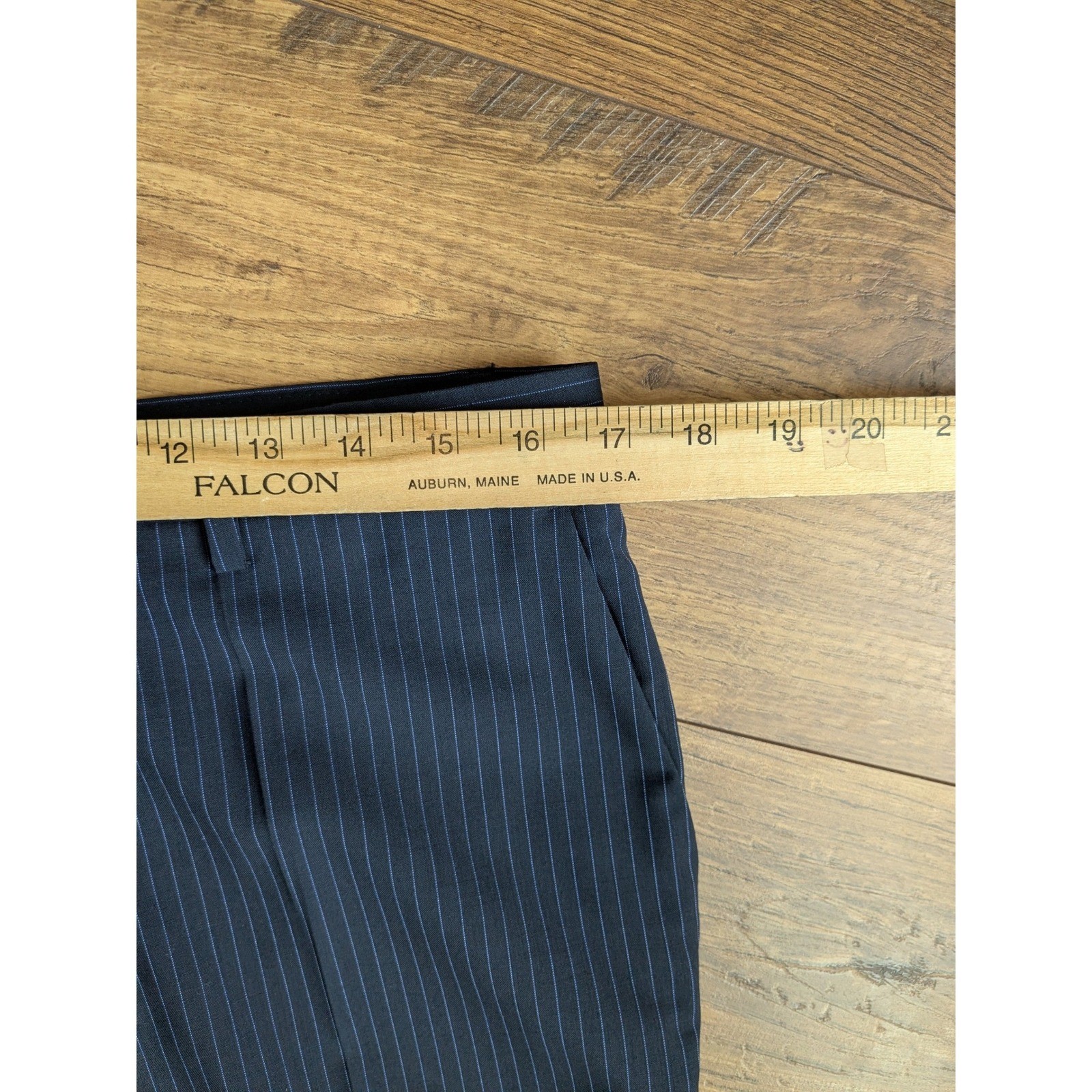 Hugo Boss Mens Gray Blue Pinstripe 100% Virgin Wool Suit Jam2 Sharp2 42R READ