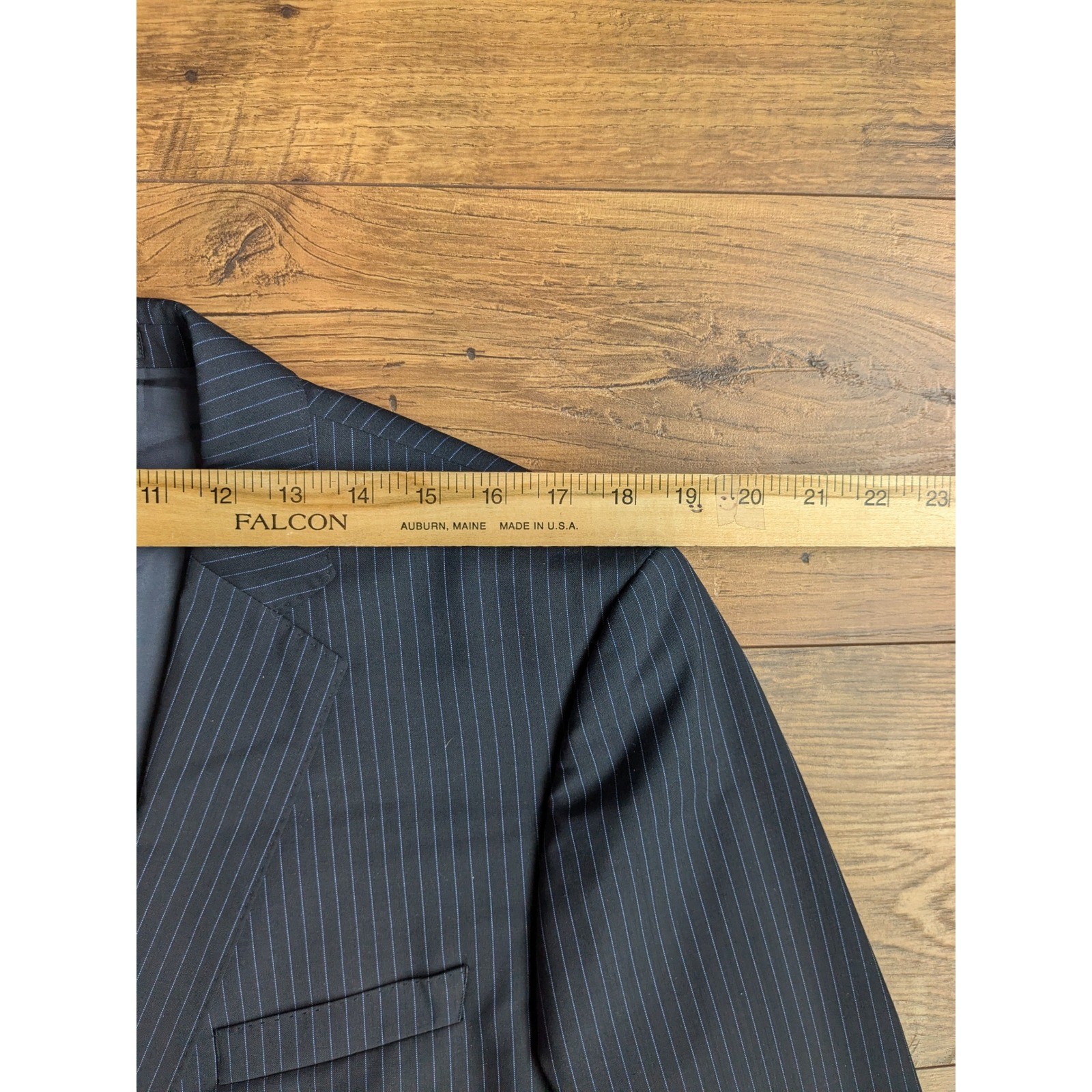Hugo Boss Mens Gray Blue Pinstripe 100% Virgin Wool Suit Jam2 Sharp2 42R READ