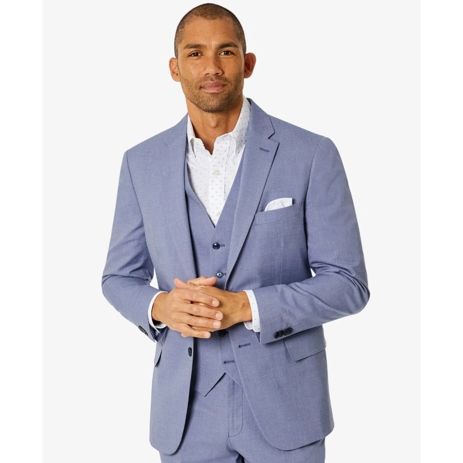 Tommy Hilfiger Men’s Blue Cotton Chambray TH Flex Modern Suit Jacket Size 38L