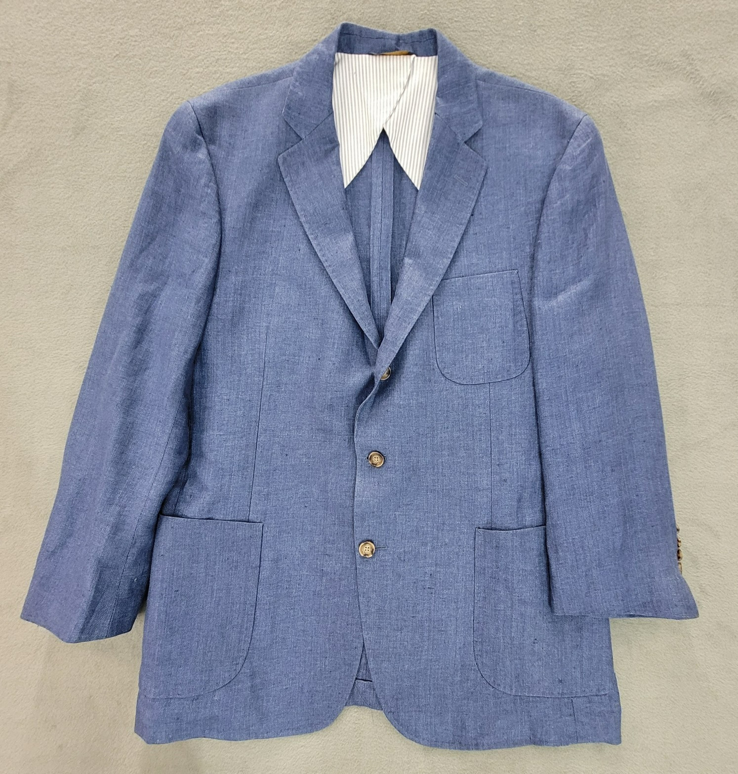 Brooks Brothers Regent Fit Blazer 100% Angelico Linen Herringbone 44R -Pls Read