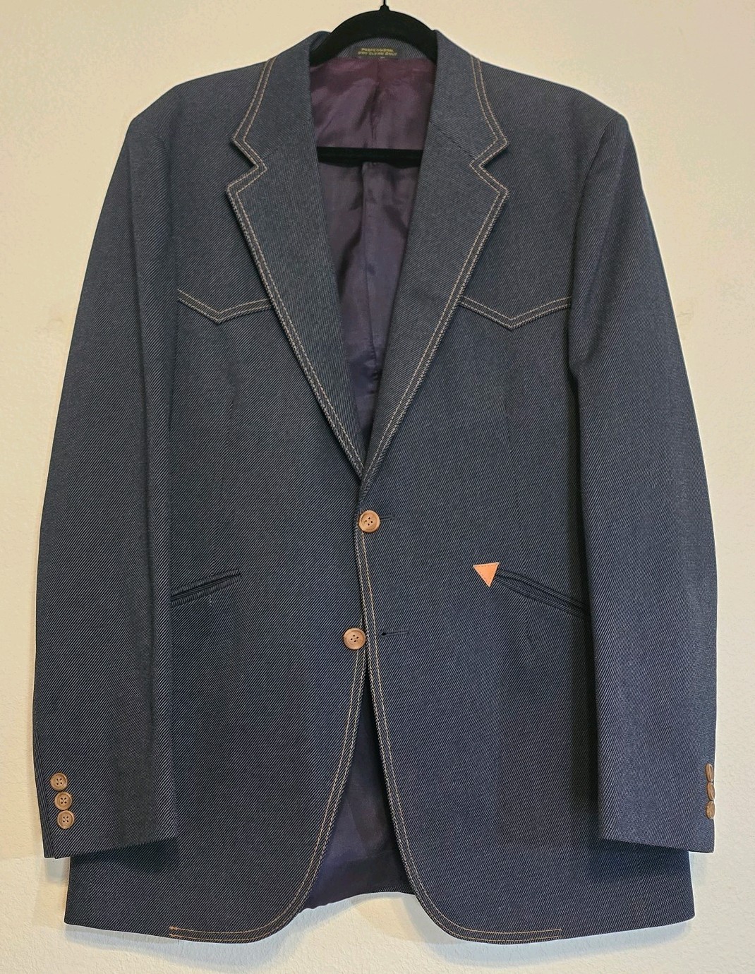 Vtg 70s Levis Big E Western Wear Denim Blazer Jacket 42L Sport Coat Hopalong