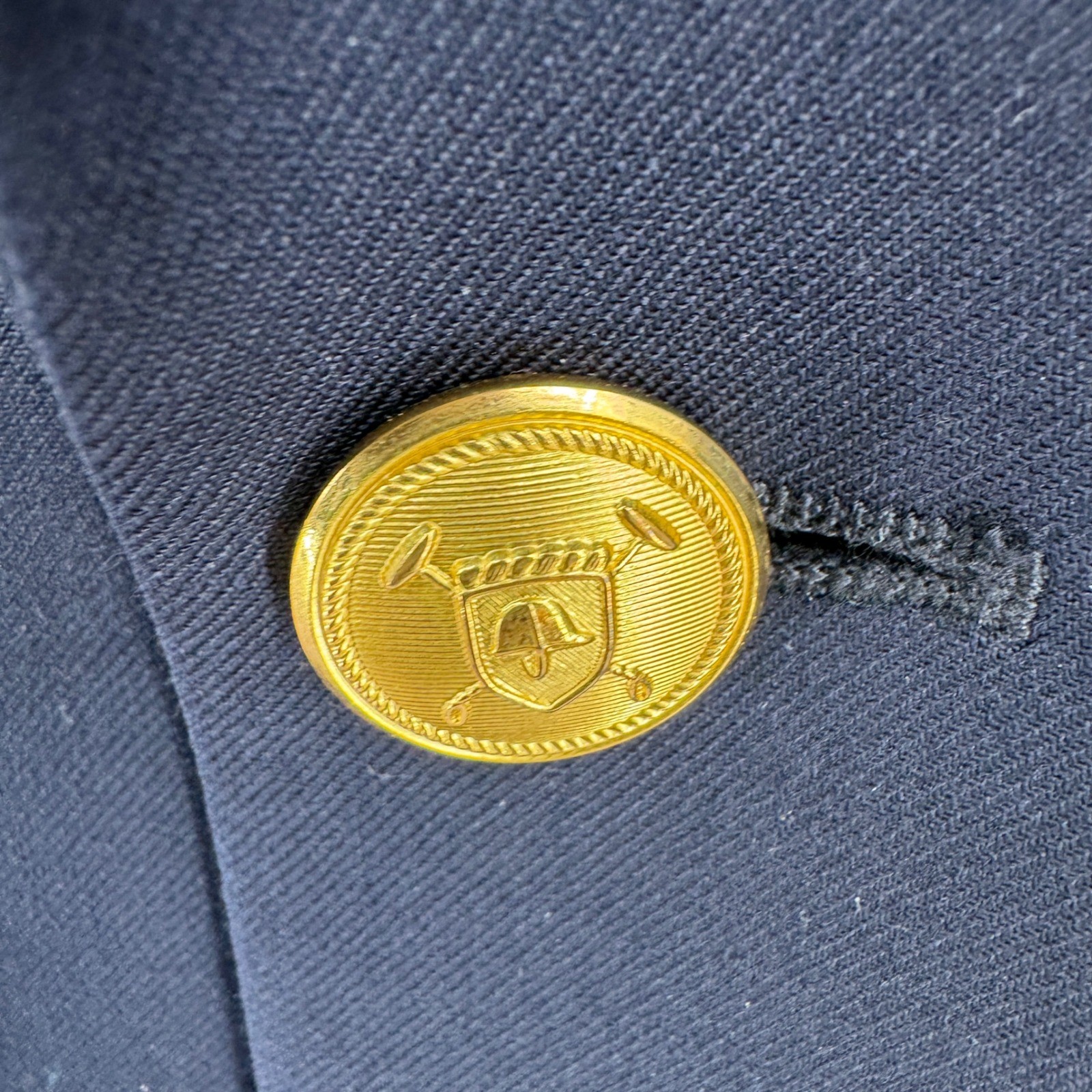 Lauren Ralph Lauren Blazer Mens 40L Navy Blue Wool Gold Crest Buttons