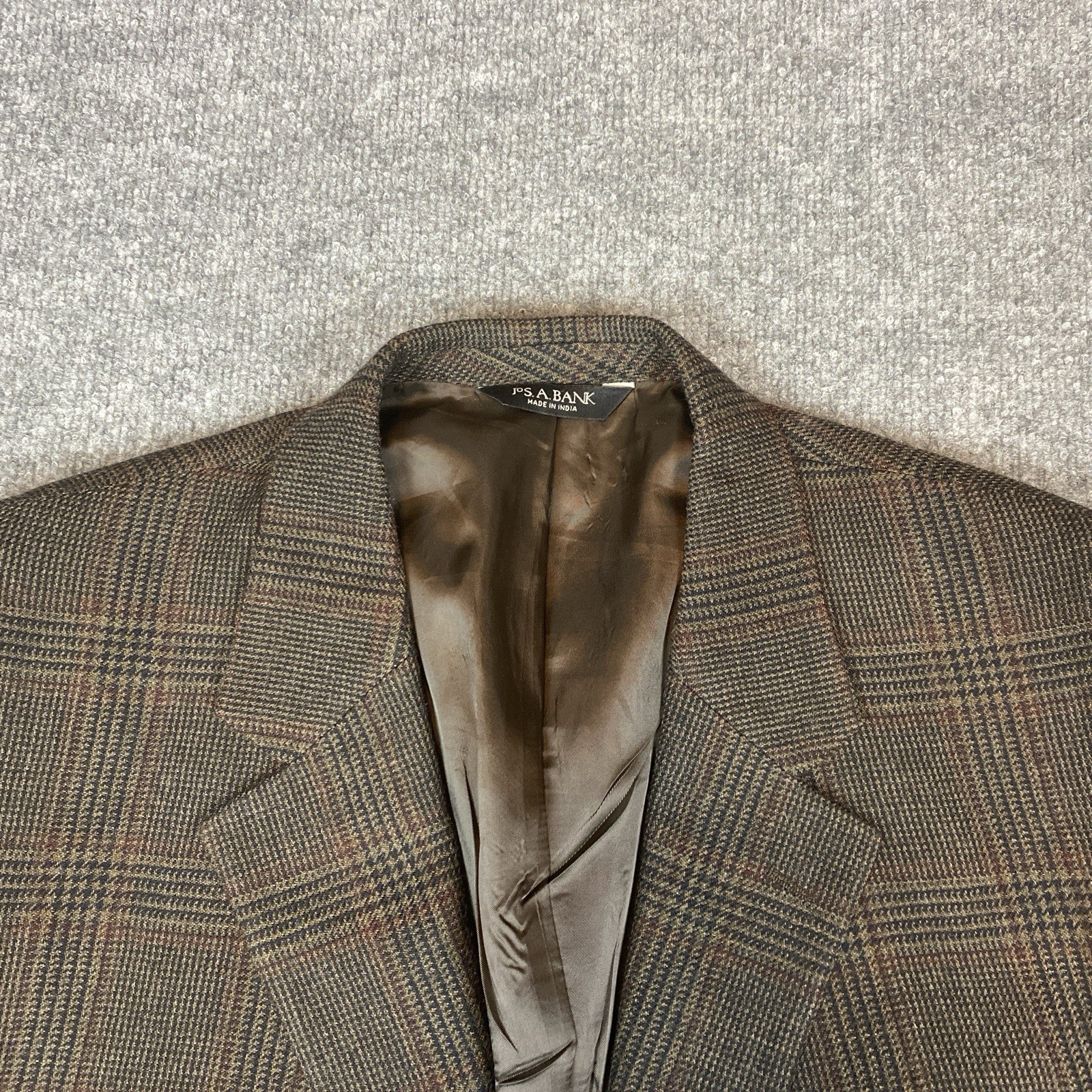 Jos. A. Bank Sport Coat Blazer 48L Glenplaid Wool Brown Tweed Two Button