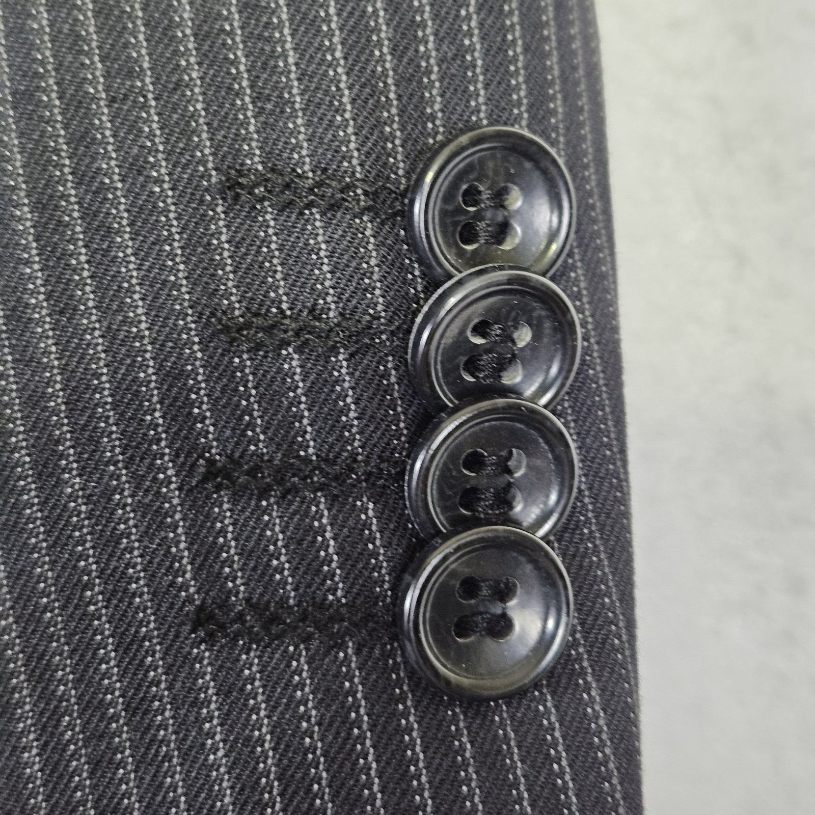 Merino Wool Italian Blazer Mens 46R Black Pinstripe Super 140s Jacket Interview