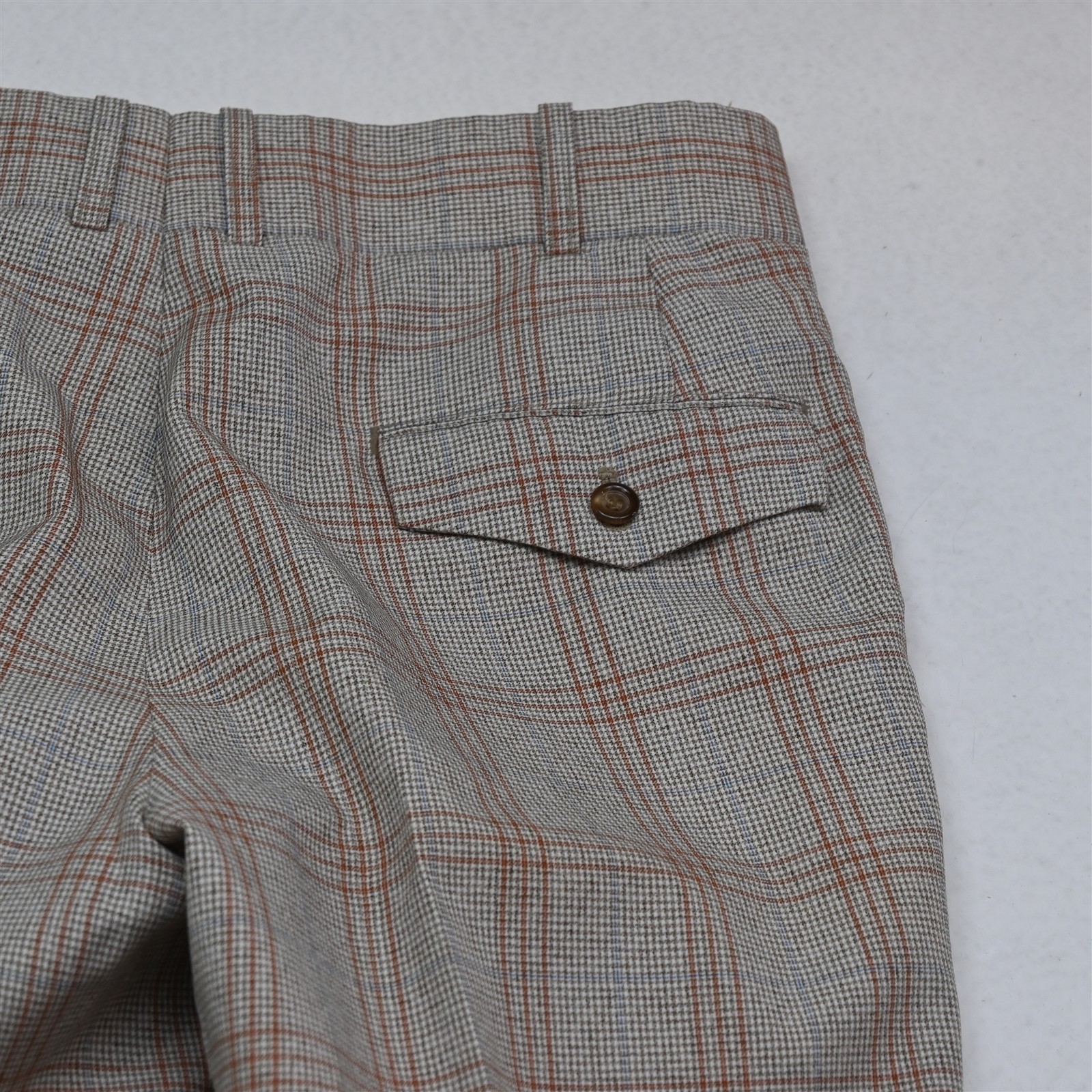 Vtg 70s 38S 30×29 Brown Plaid Bootcut Flared Mens Jacket Pants Suit