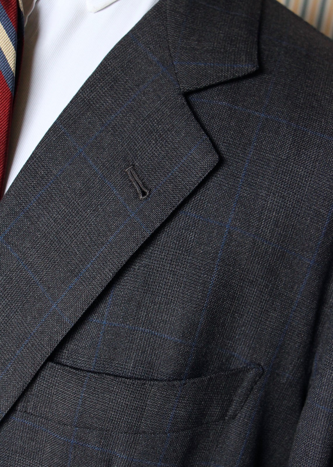 Bespoke Neapolitan charcoal PoW suit 54EU/44UK