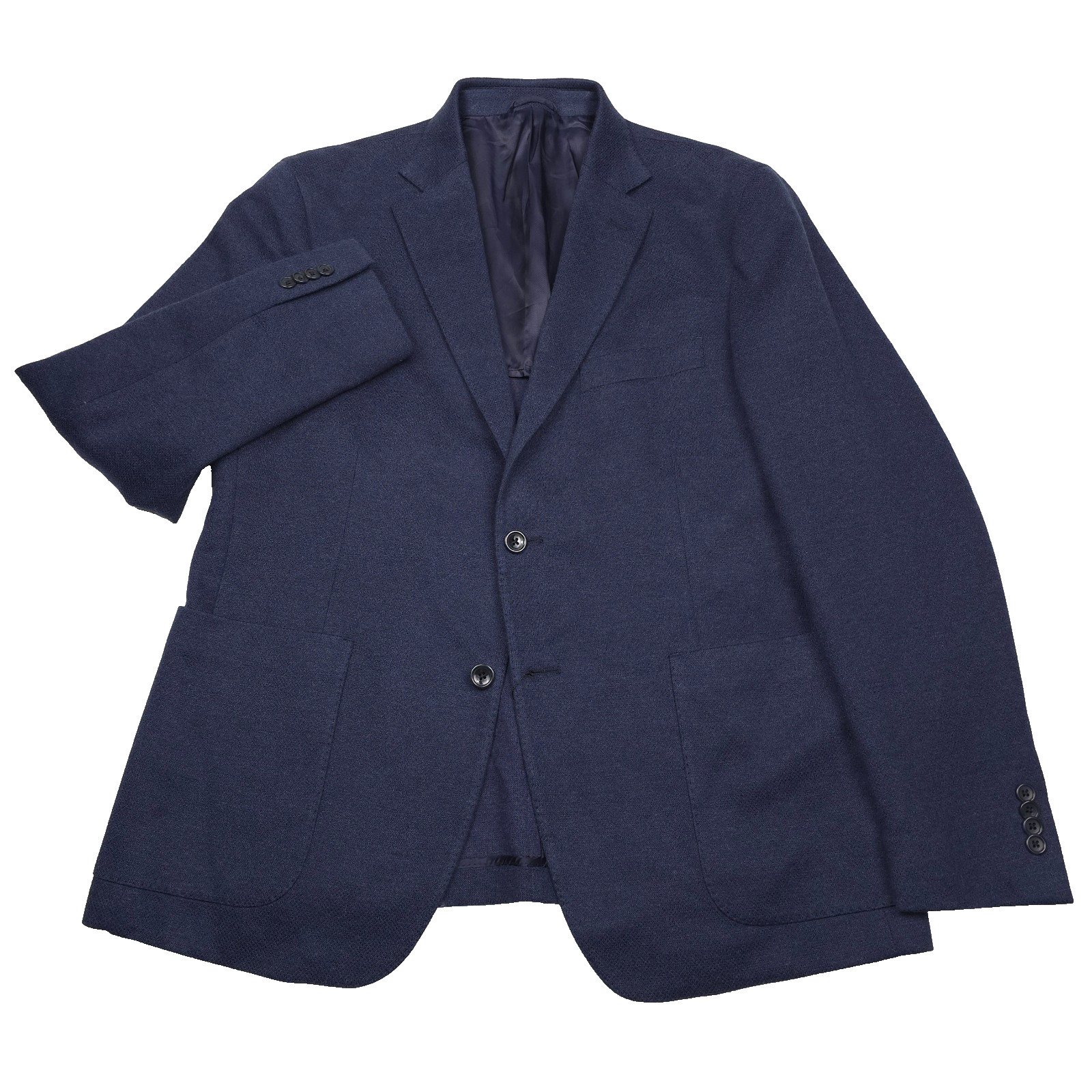Bloomingdales Jersey Sport Coat Mens 44R Navy Blue Linen Blazer Jacket