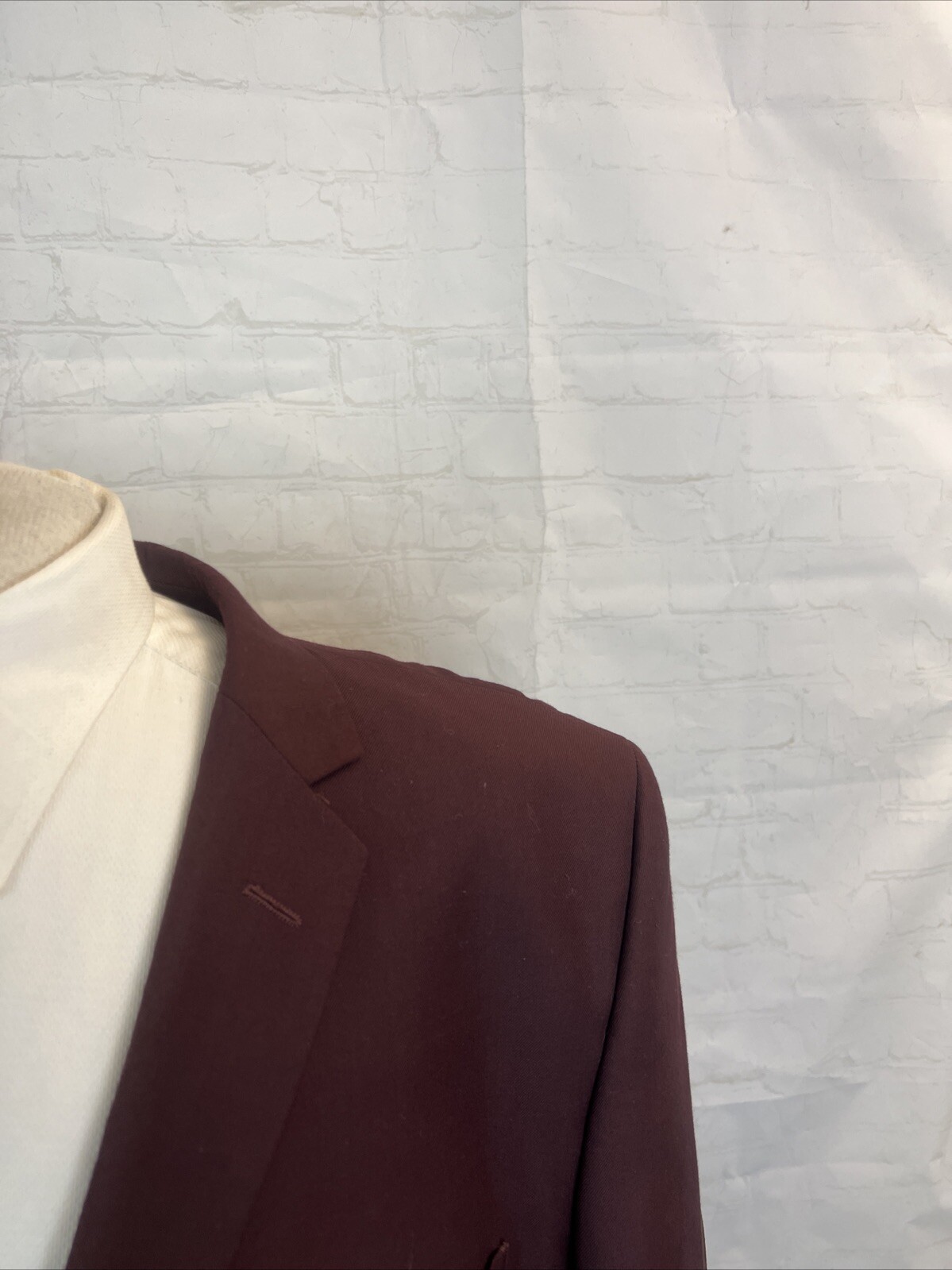 BIG & TALL Linage Men’s Burgundy Red Solid Polyester Blend Suit 52R 38X26 $395