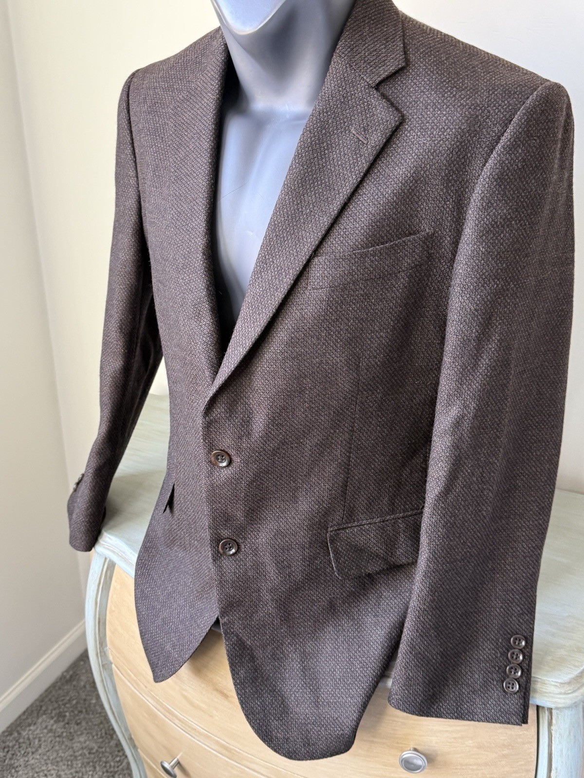 Stafford Sport Coat Merino Wool Mens 42 Reg Chocholate Brown Suit Jacket Classic